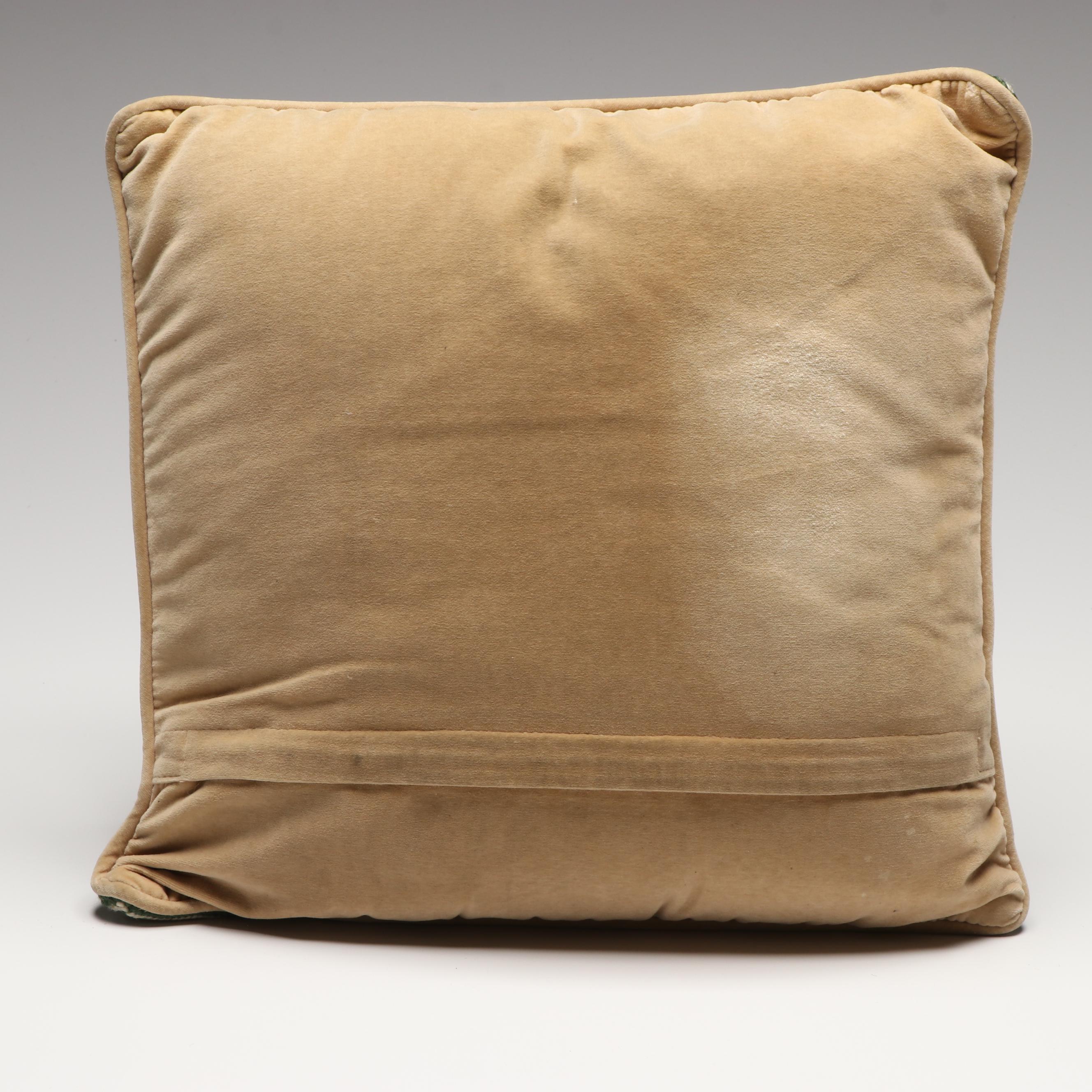 Vintage Floral Needlepoint Pillows with Dragon Needlepoint Accent Pillow