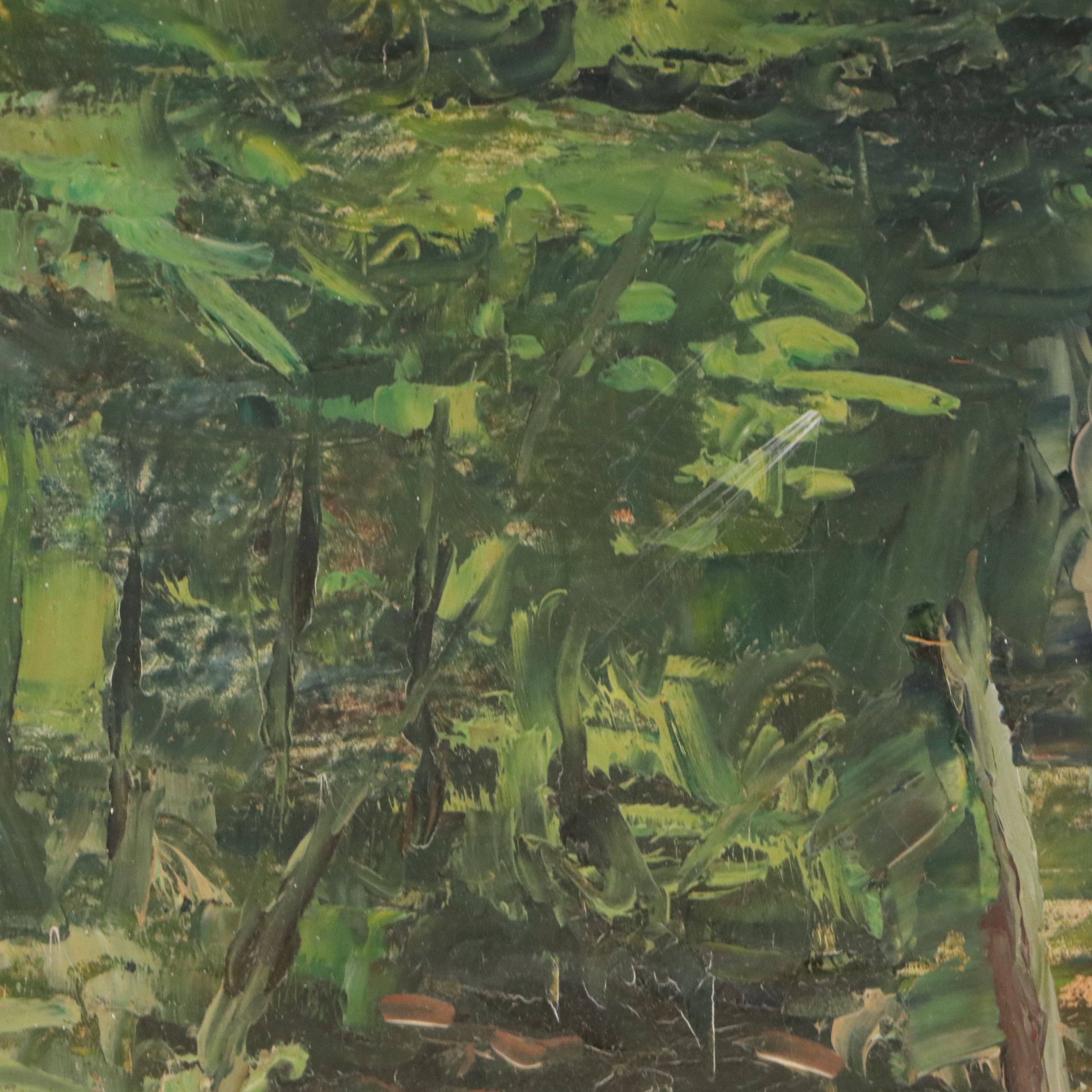 Susan Grisell Impressionistic Oil Painting of Woodland Landscape, 20th Century