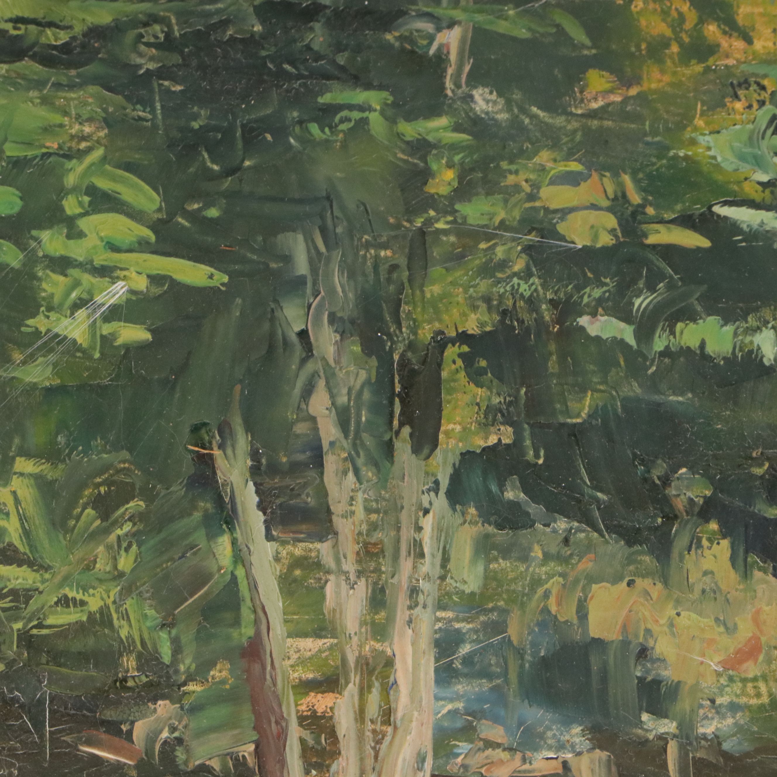 Susan Grisell Impressionistic Oil Painting of Woodland Landscape, 20th Century