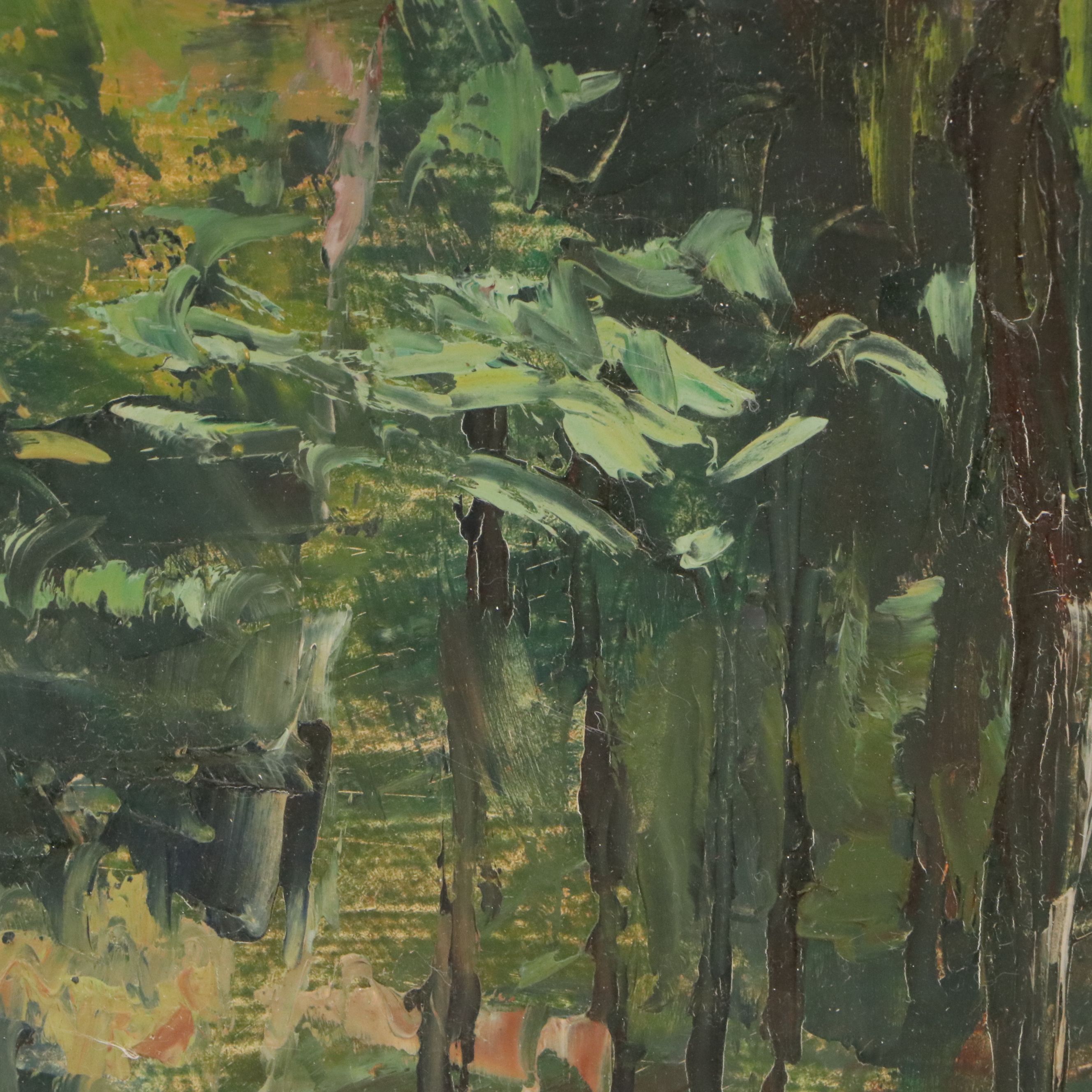 Susan Grisell Impressionistic Oil Painting of Woodland Landscape, 20th Century