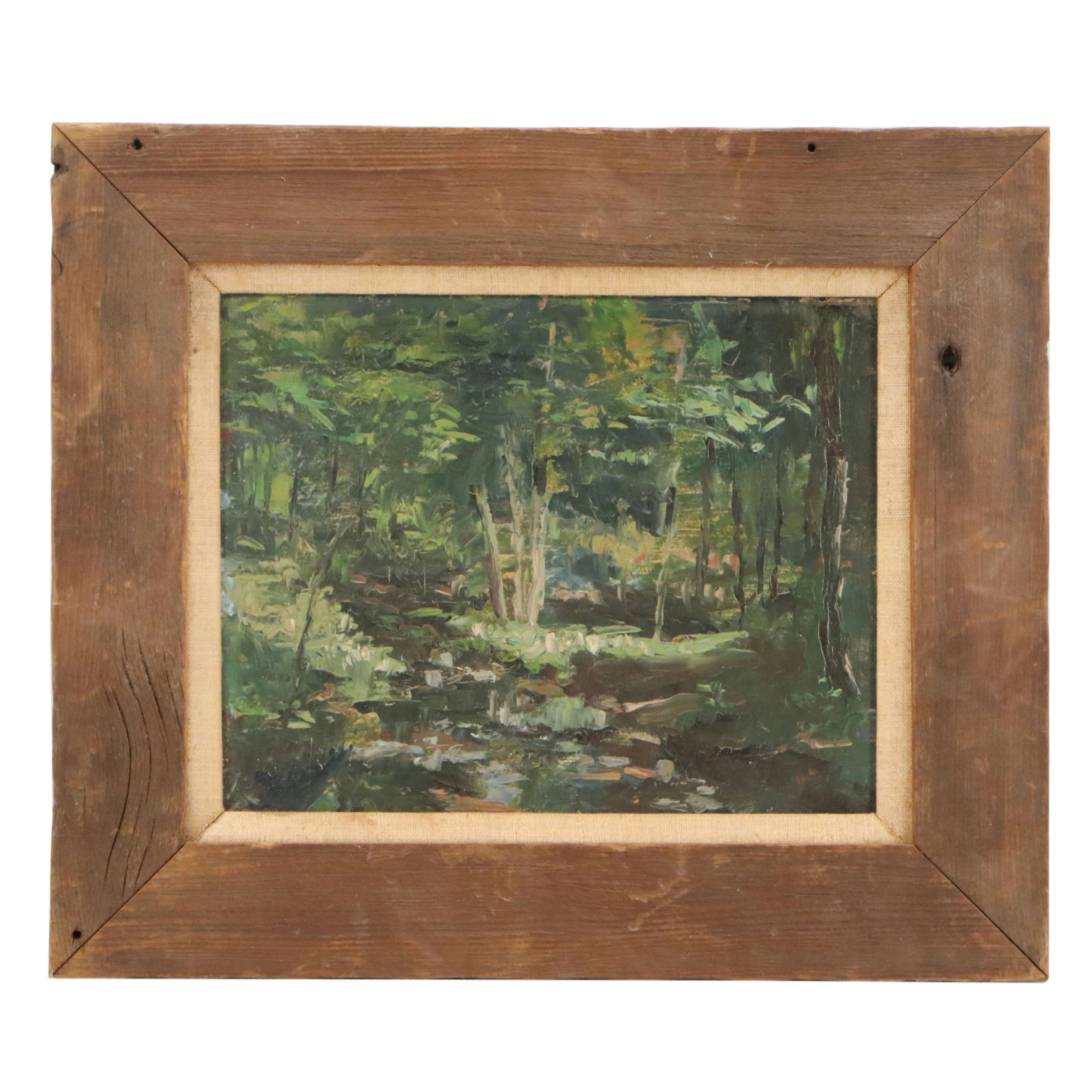 Susan Grisell Impressionistic Oil Painting of Woodland Landscape, 20th Century