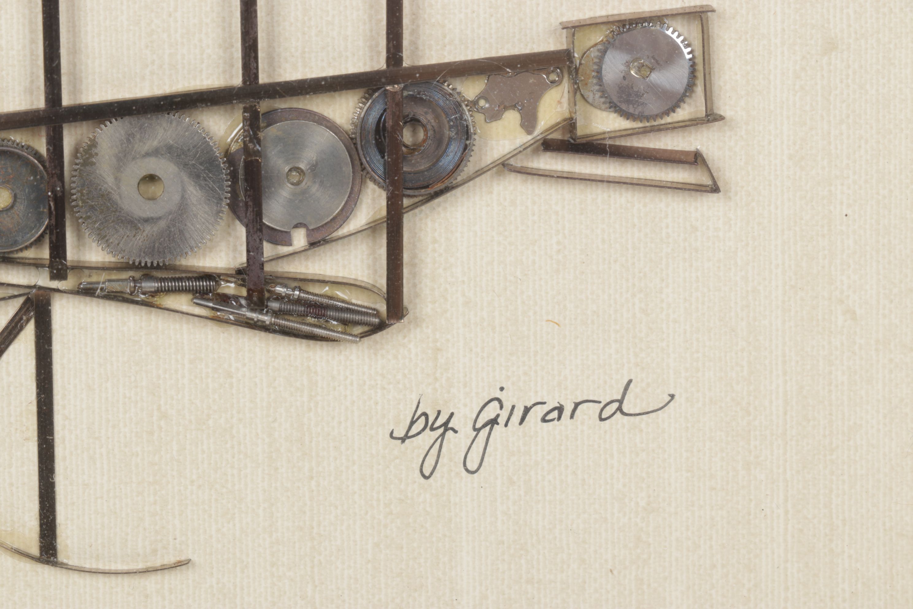 Girard Horological Collage of a Biplane Sculpture, Late 20th Century