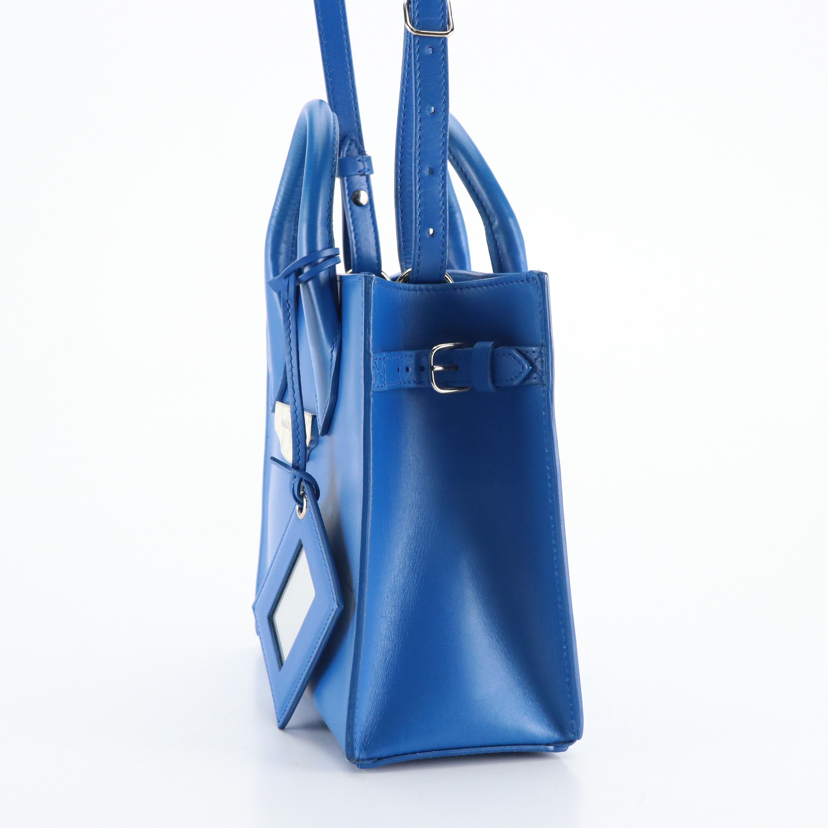 Balenciaga Mini All Afternoon Two-Way Tote in Blue Calfskin Leather