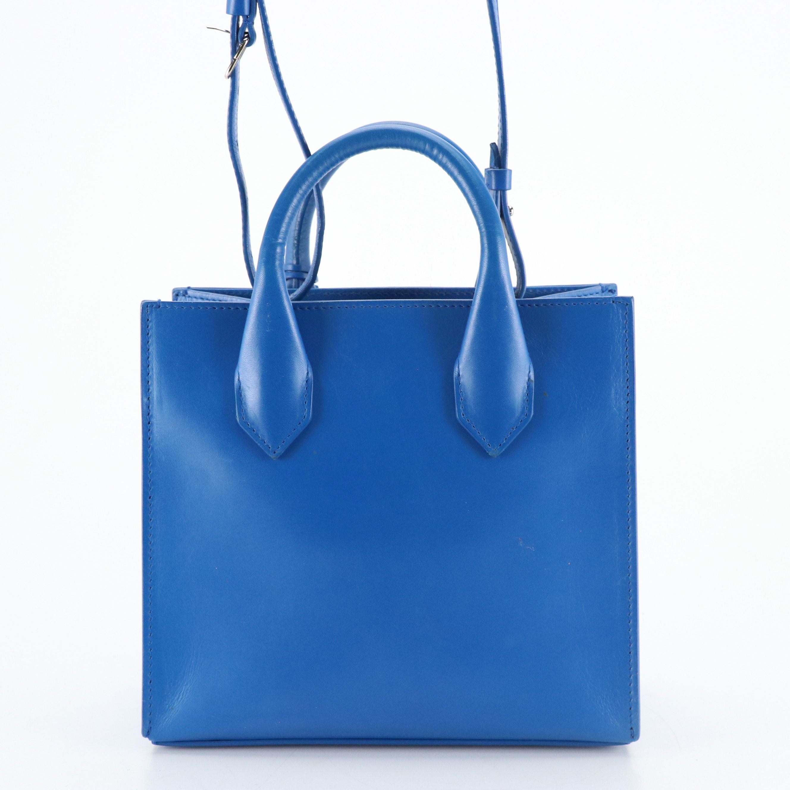 Balenciaga Mini All Afternoon Two-Way Tote in Blue Calfskin Leather