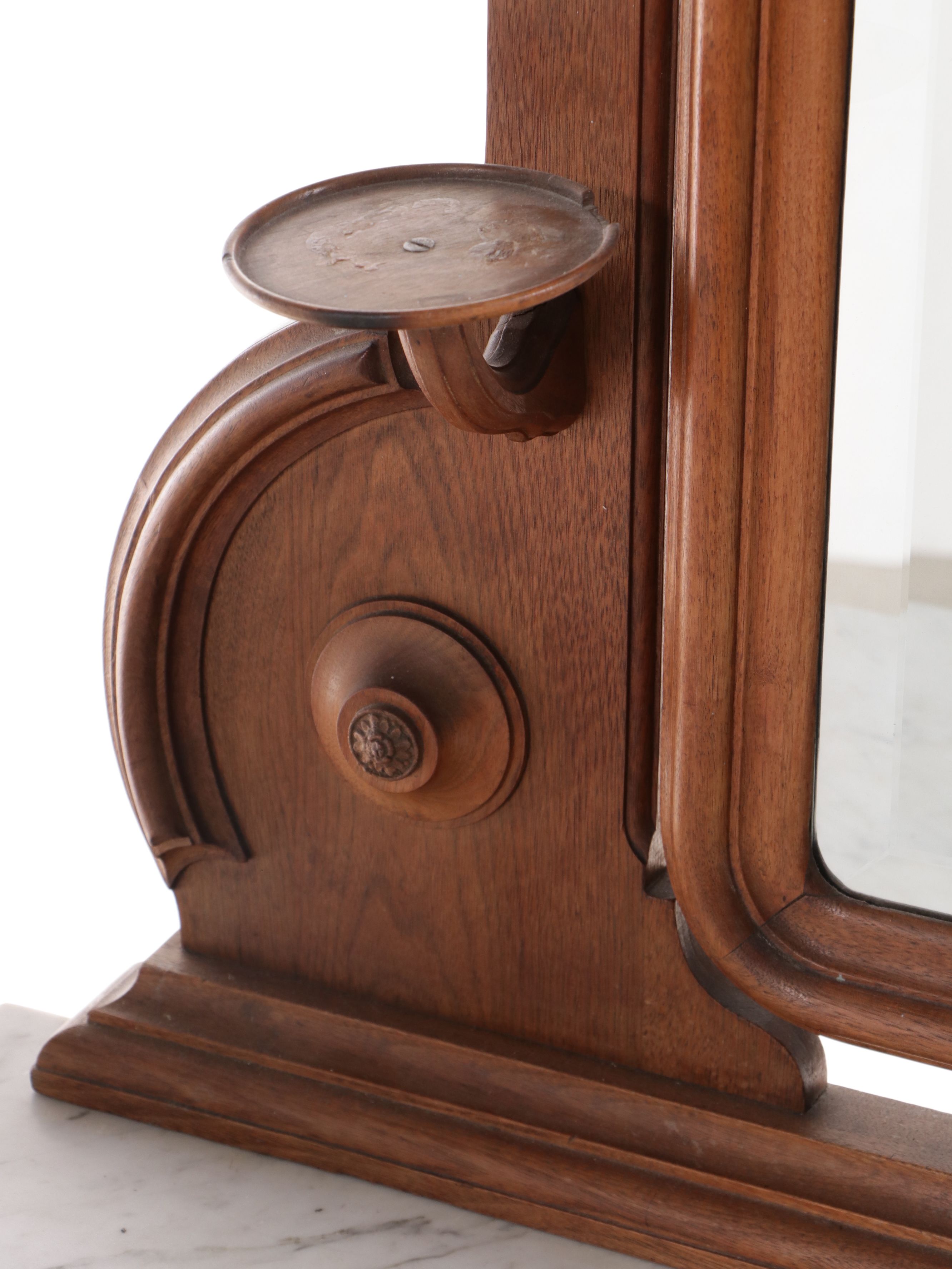 American Victorian Renaissance Revival Style Walnut and Burl Marble Top Dresser