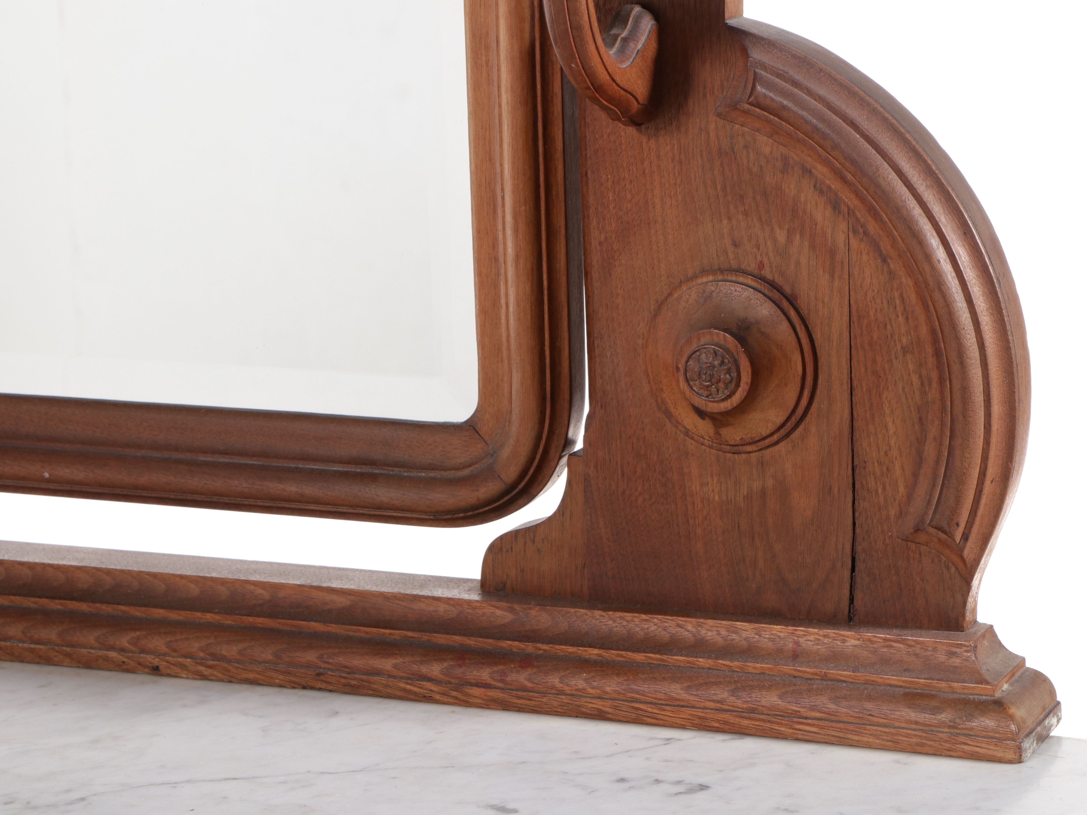 American Victorian Renaissance Revival Style Walnut and Burl Marble Top Dresser