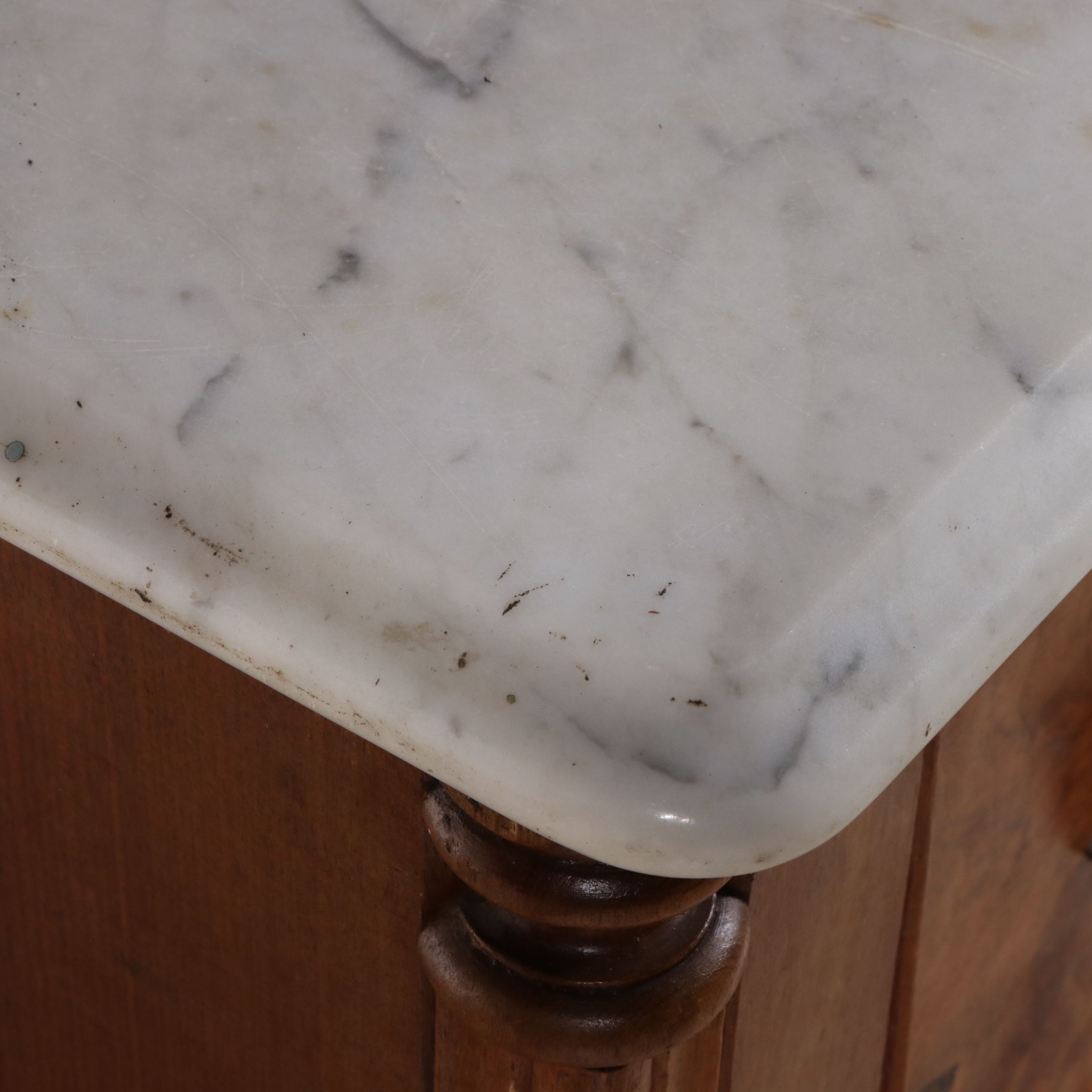 American Victorian Renaissance Revival Style Walnut and Burl Marble Top Dresser