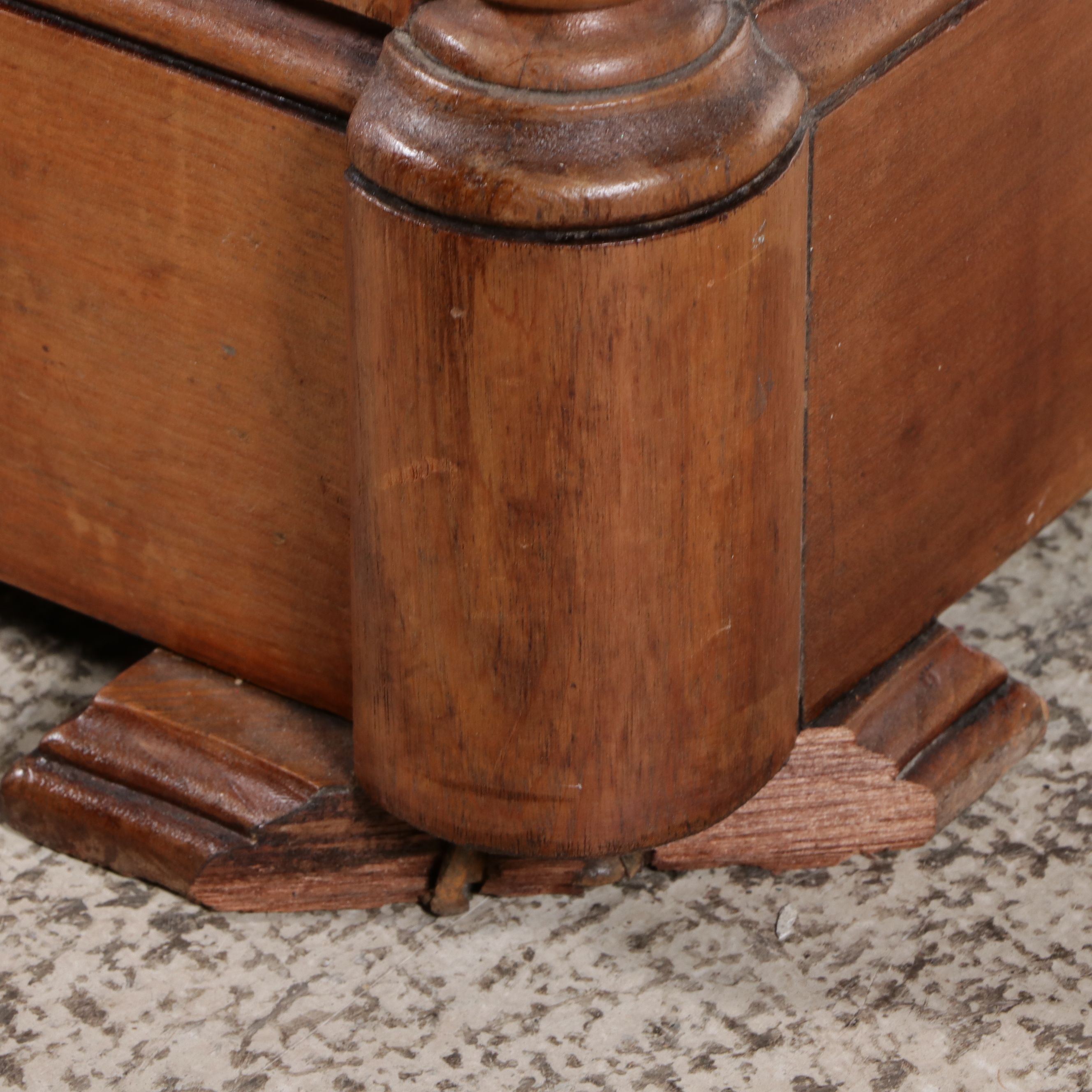 American Victorian Renaissance Revival Style Walnut and Burl Marble Top Dresser