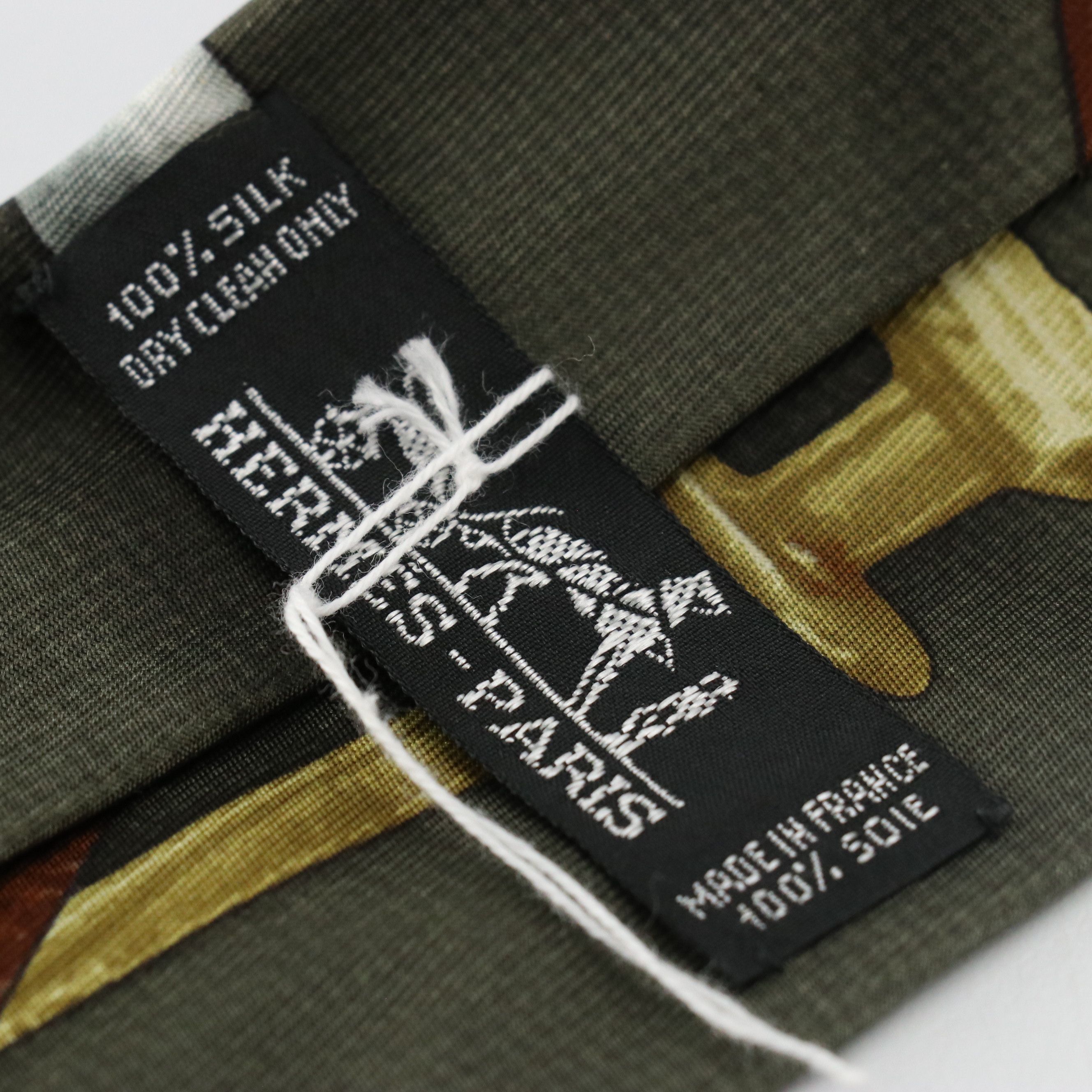 Hermès Silk Twill Hand-Stitched Necktie in Equestrian Print with Box