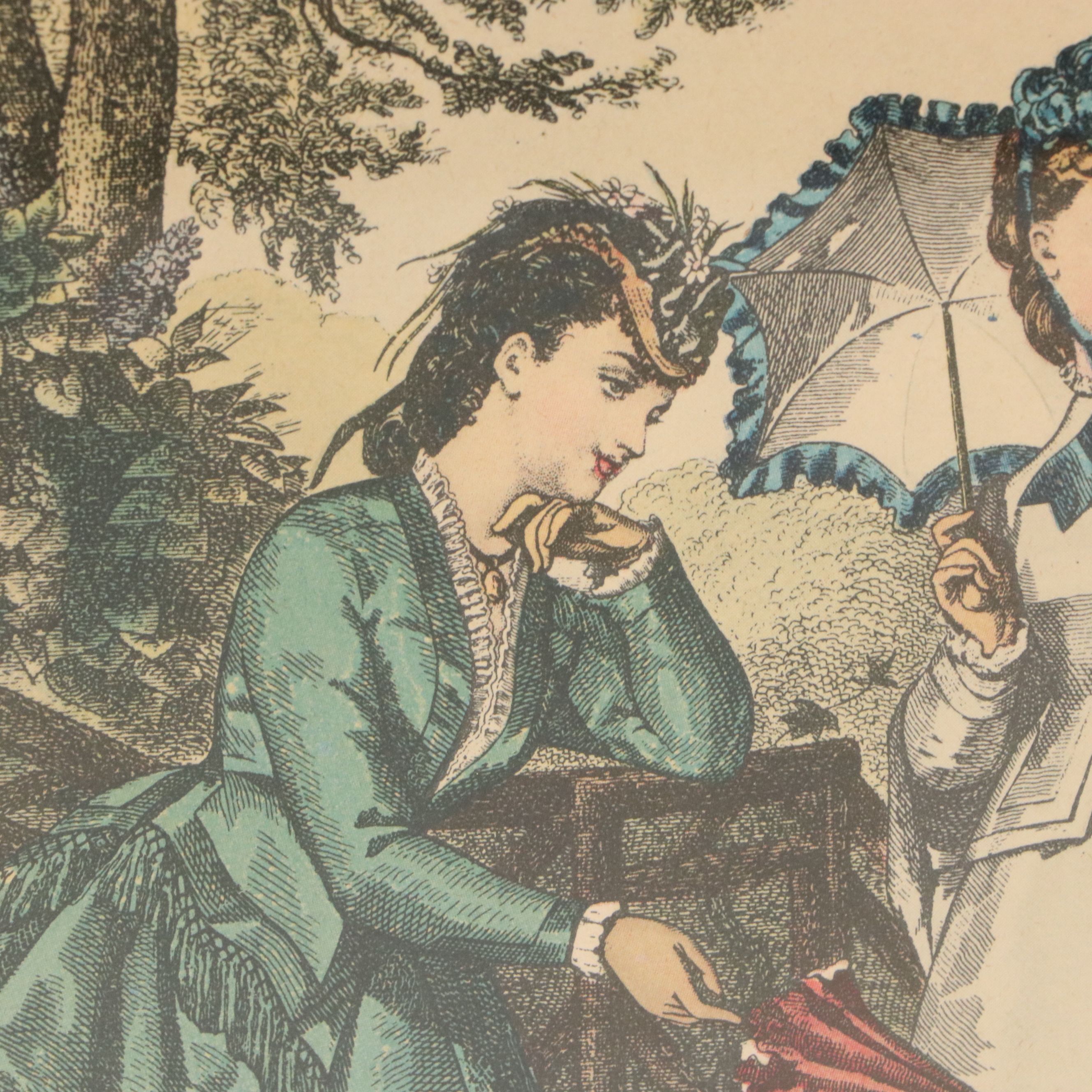 Offset Lithography Two Women from "La Mode Illustrée," Late 19th Century