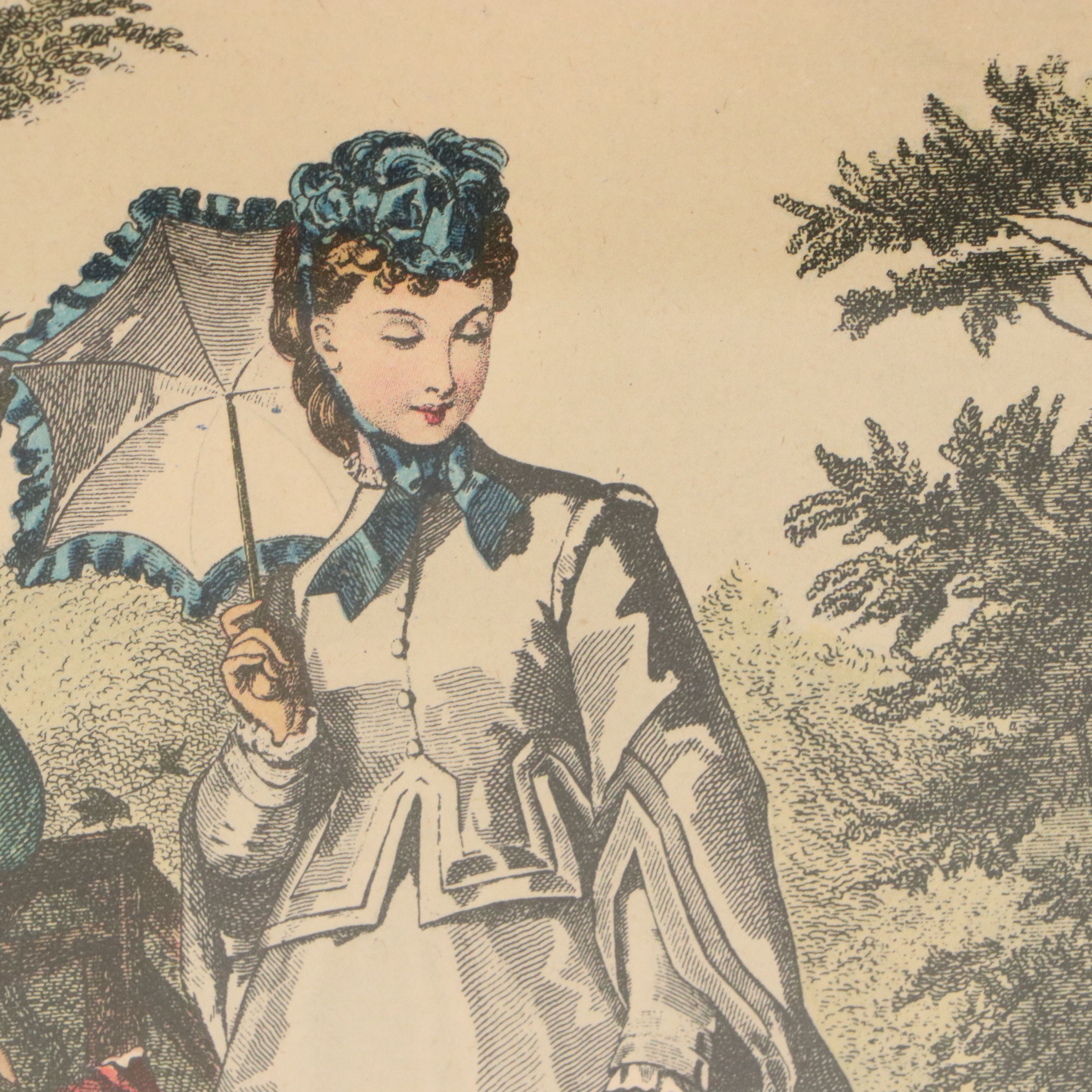 Offset Lithography Two Women from "La Mode Illustrée," Late 19th Century