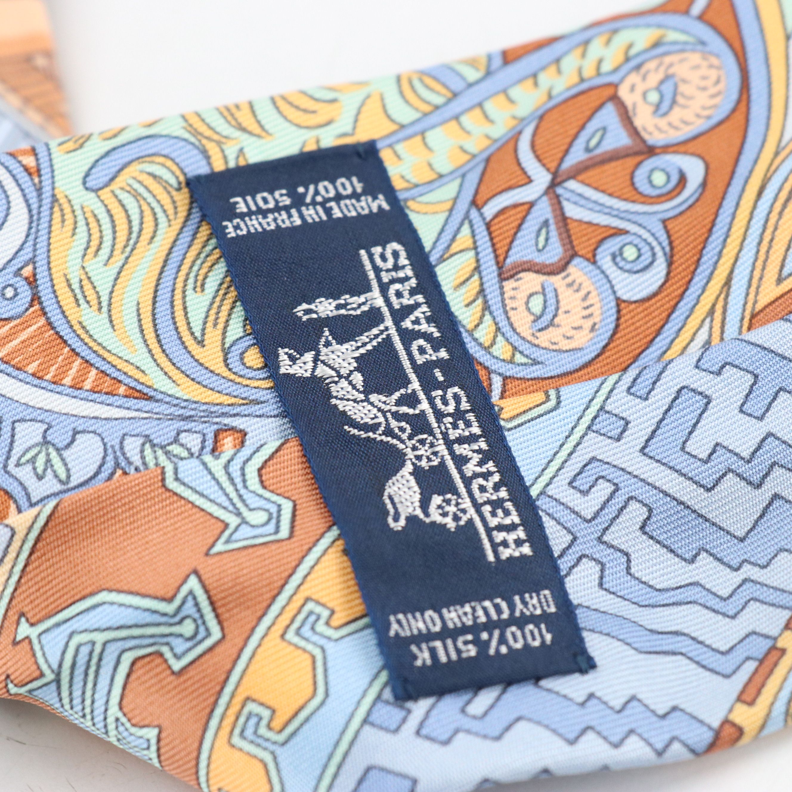 Hermès Scarf Necktie in Tribal Pattern Silk Twill with Gift Box