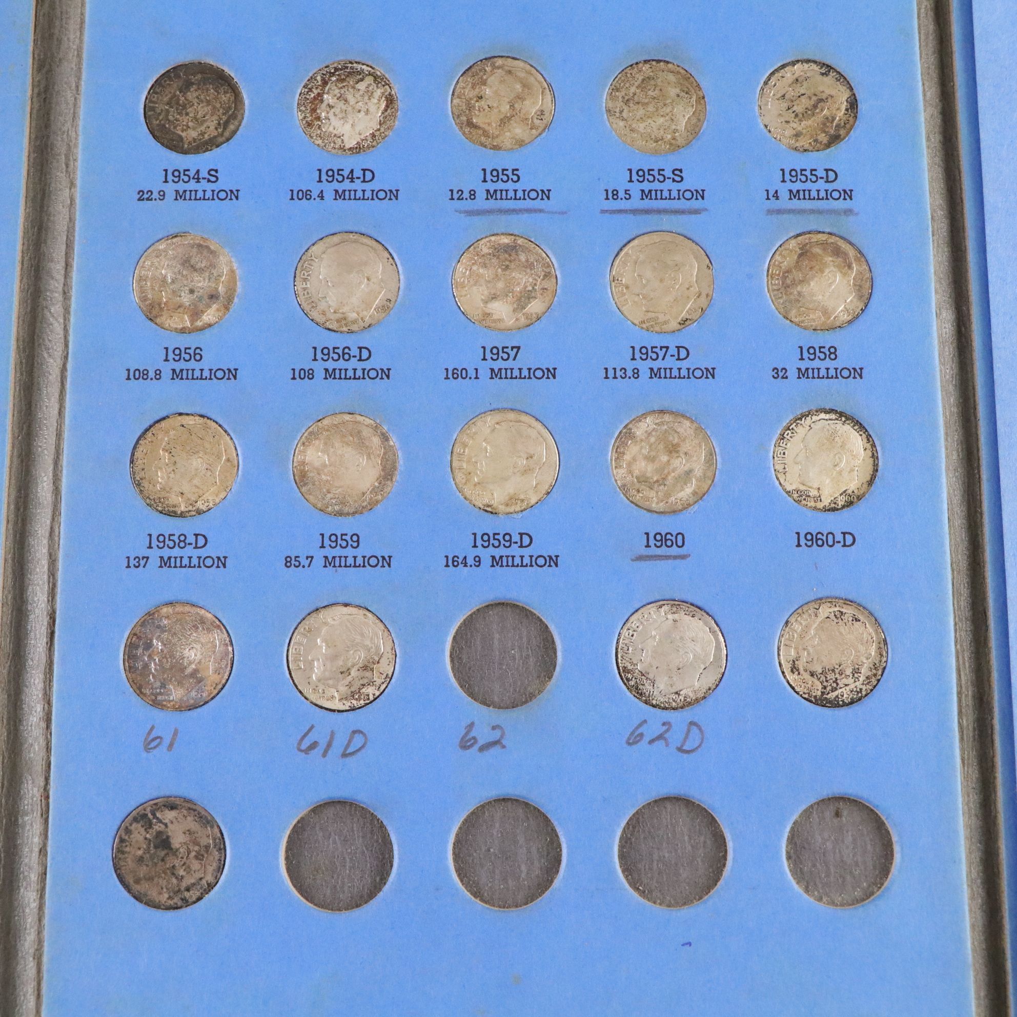 Roosevelt Silver Dime Collection, 1946–1962