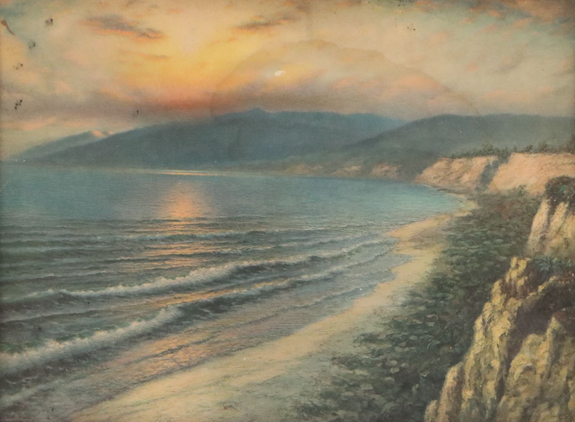 Offset Lithograph of Sunset on the Beach, Early/Mid-20th Century
