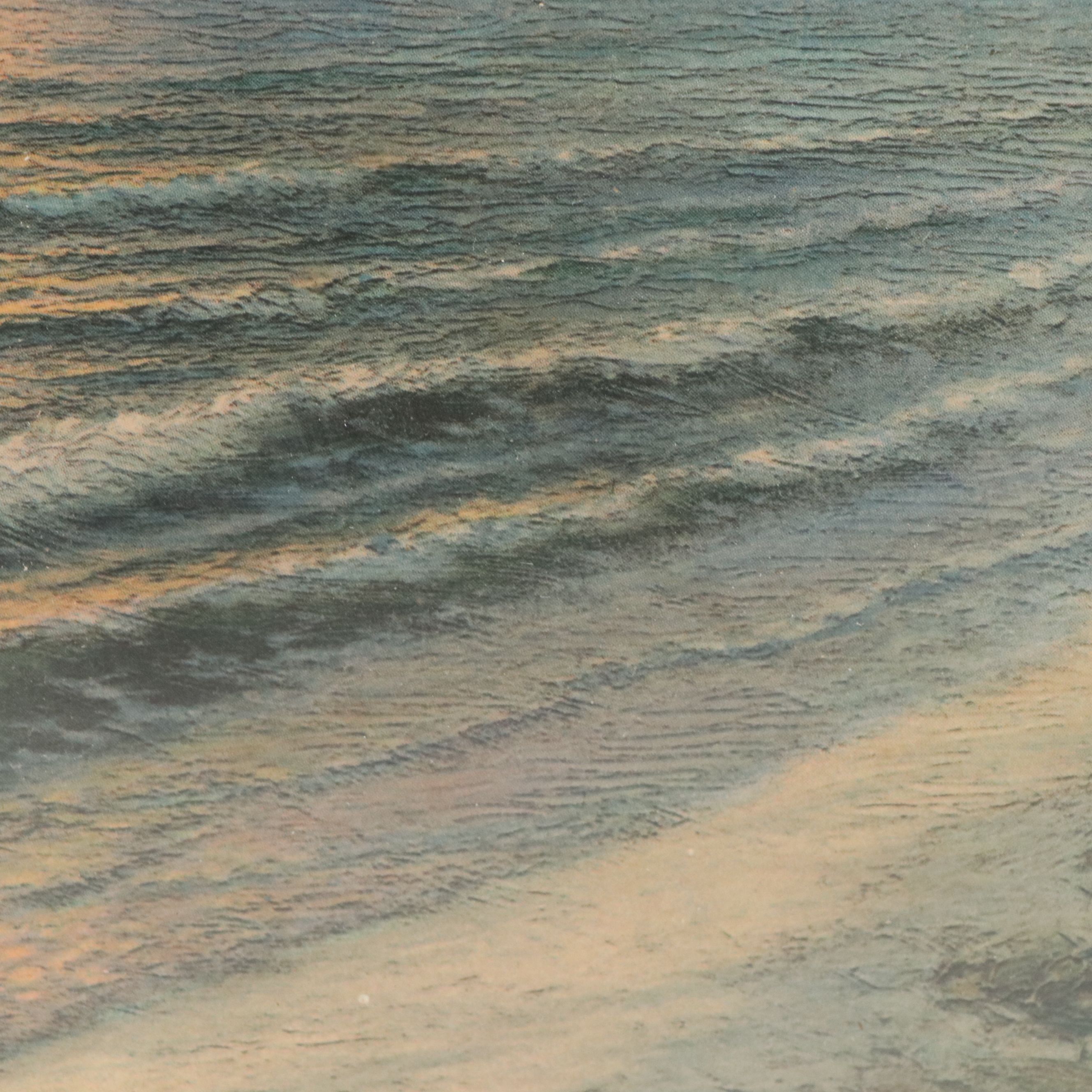 Offset Lithograph of Sunset on the Beach, Early/Mid-20th Century