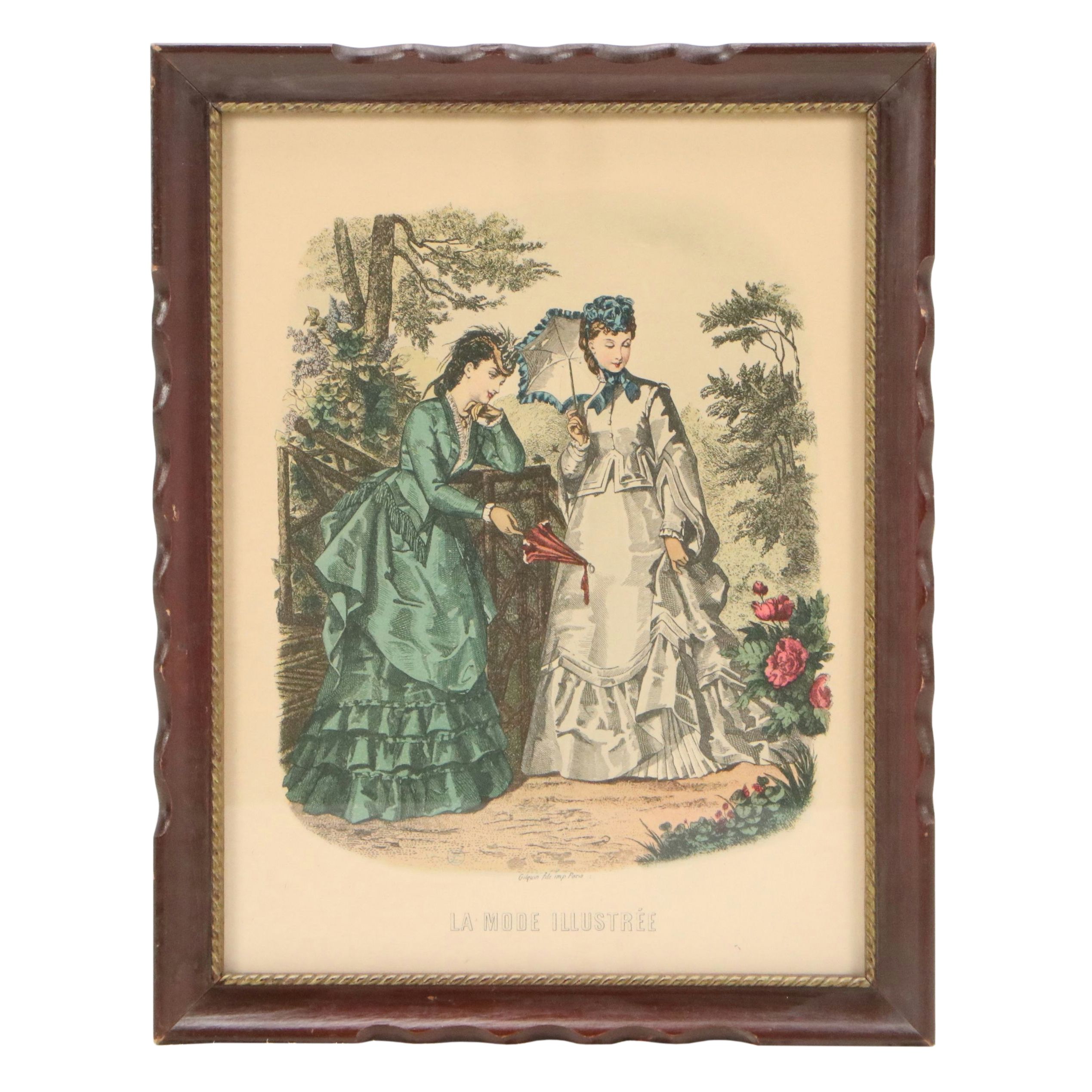 Offset Lithography Two Women from "La Mode Illustrée," Late 19th Century