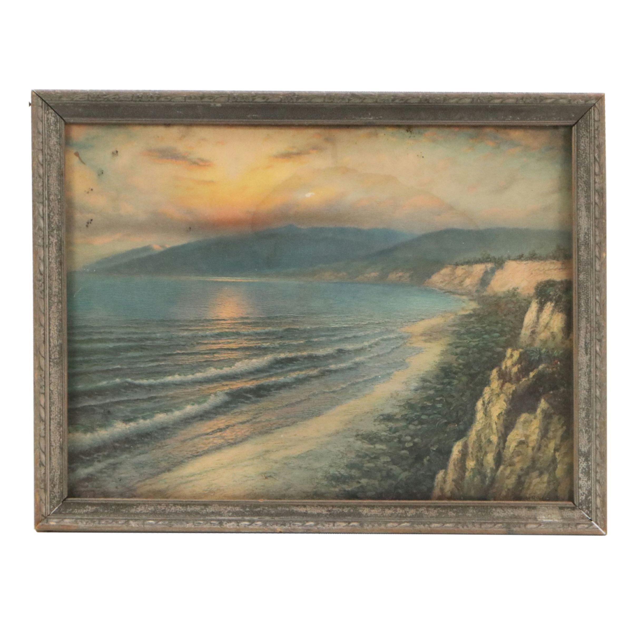 Offset Lithograph of Sunset on the Beach, Early/Mid-20th Century