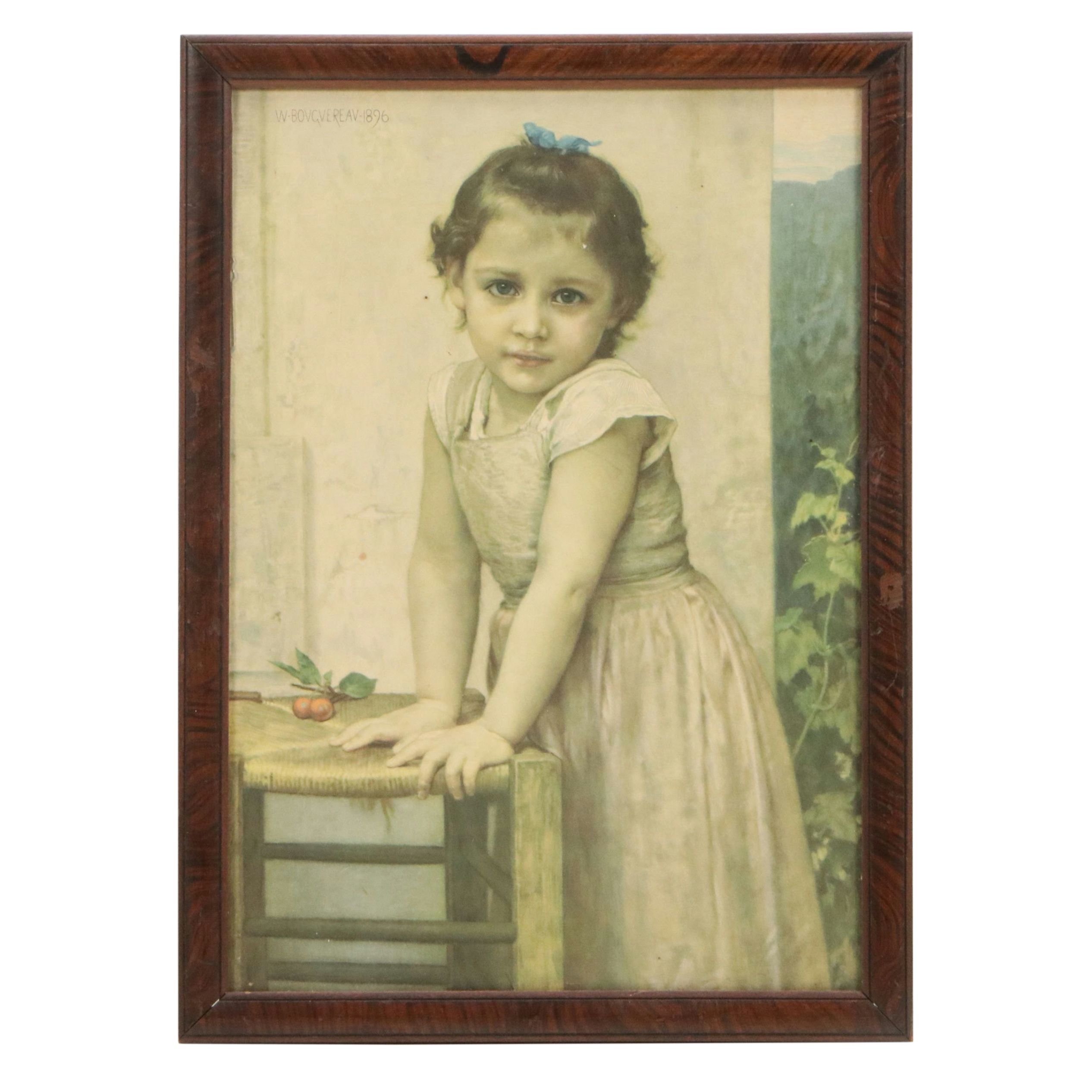 After Bouguereau Offset Lithograph "Yvonne," Mid-Late 20th Century