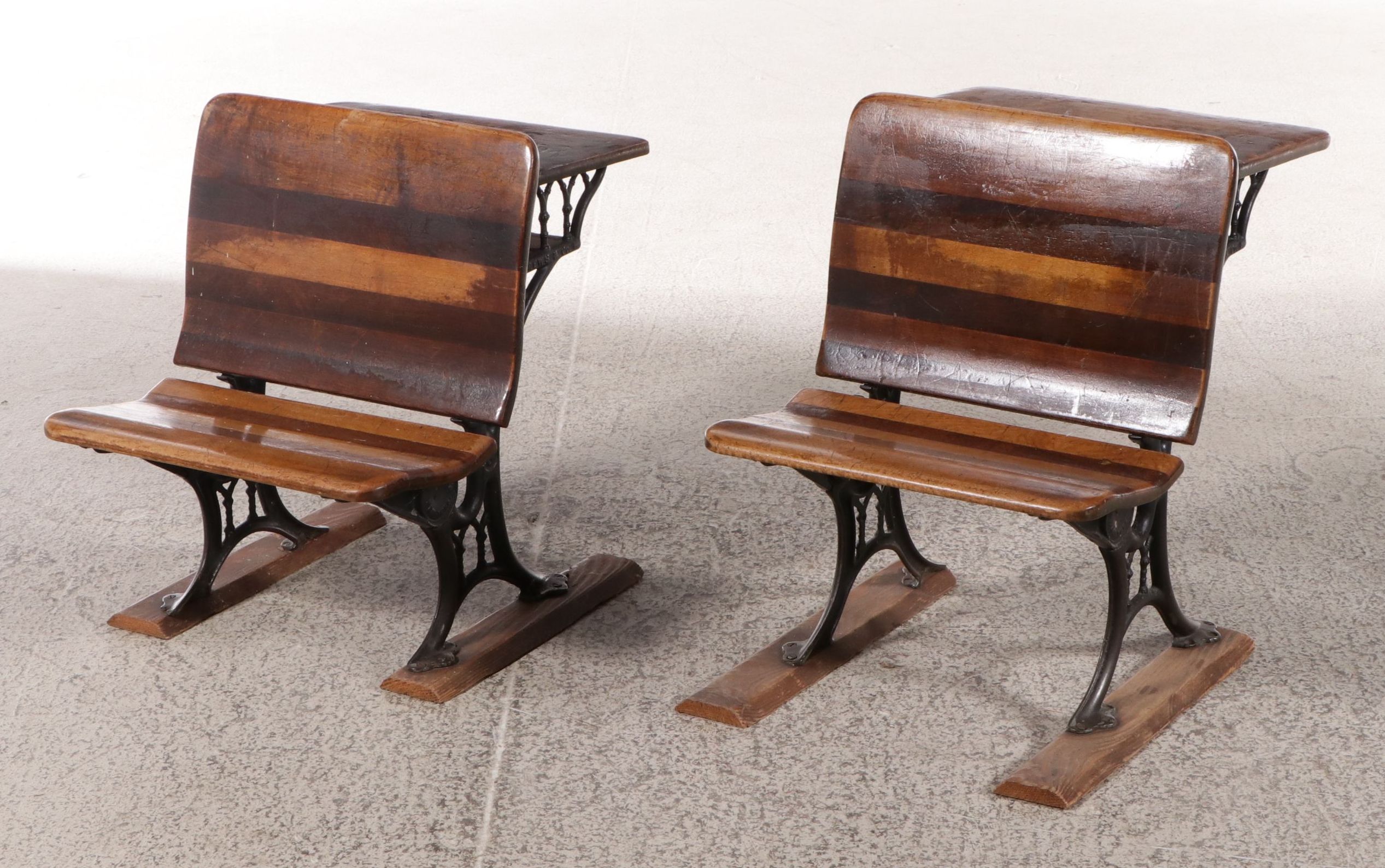 Victorian A.H. Andrews & Co. Cast Iron and Wood School Desks