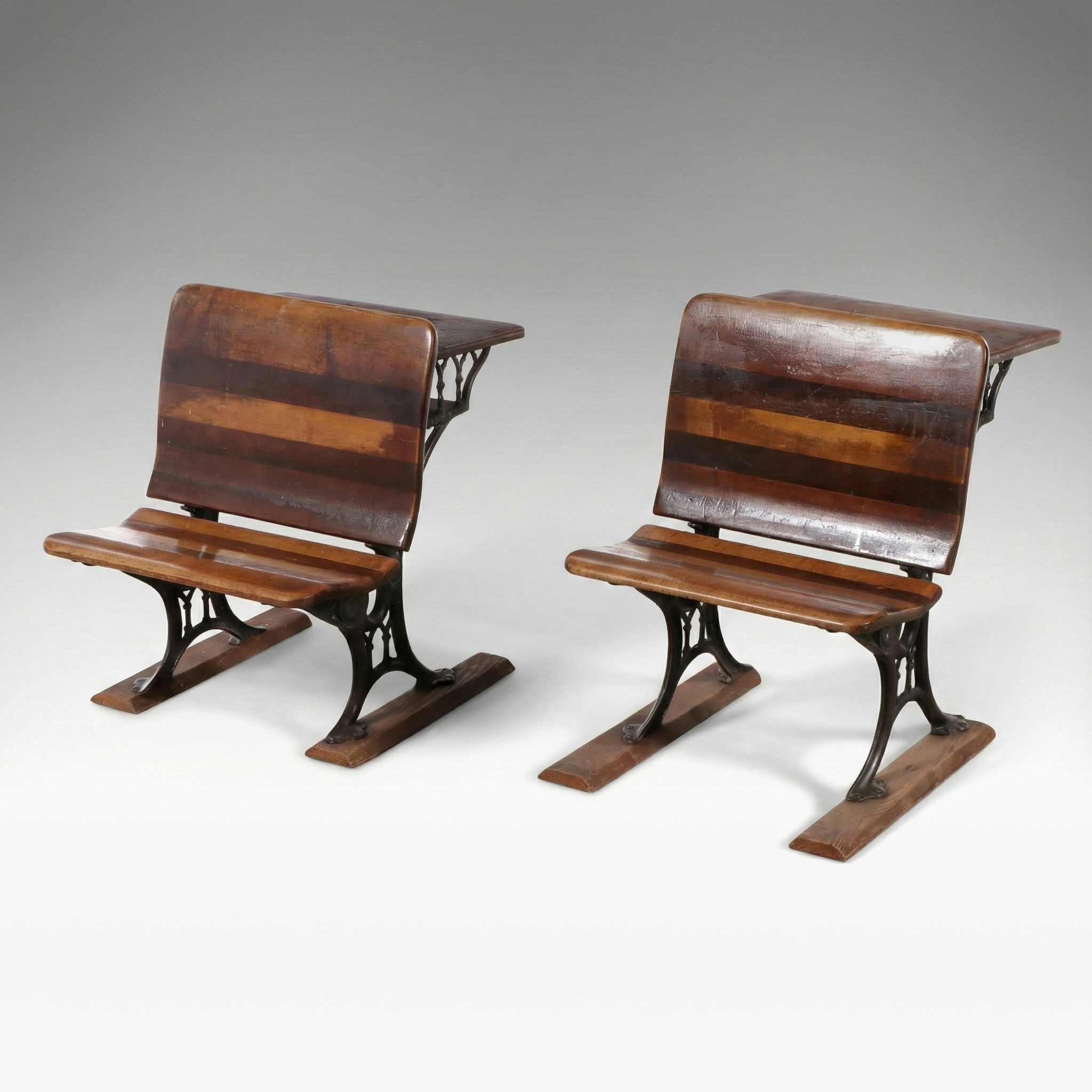 Victorian A.H. Andrews & Co. Cast Iron and Wood School Desks