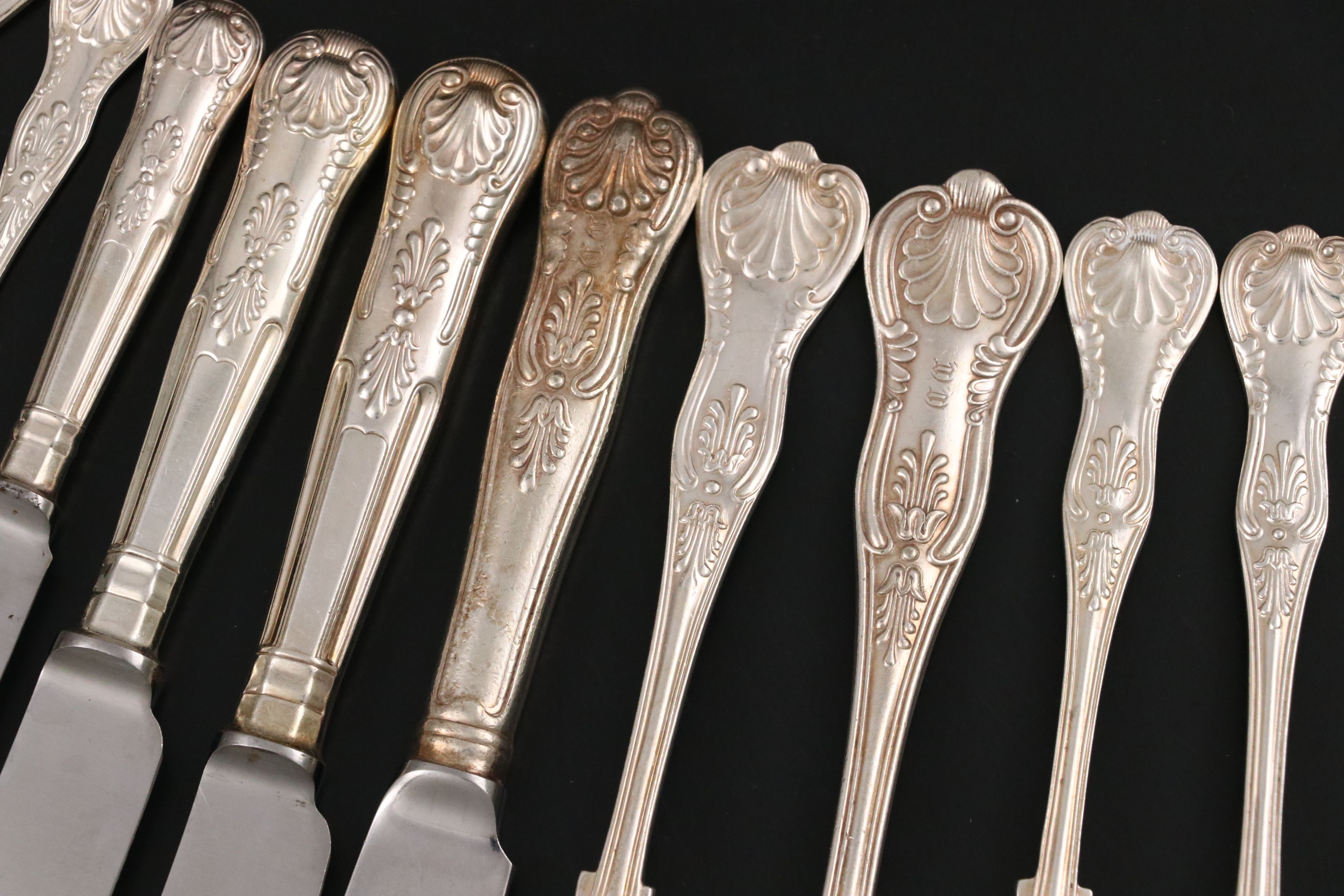 Cooper Brothers English Silver Plate "Kings" Handled Flatware Service