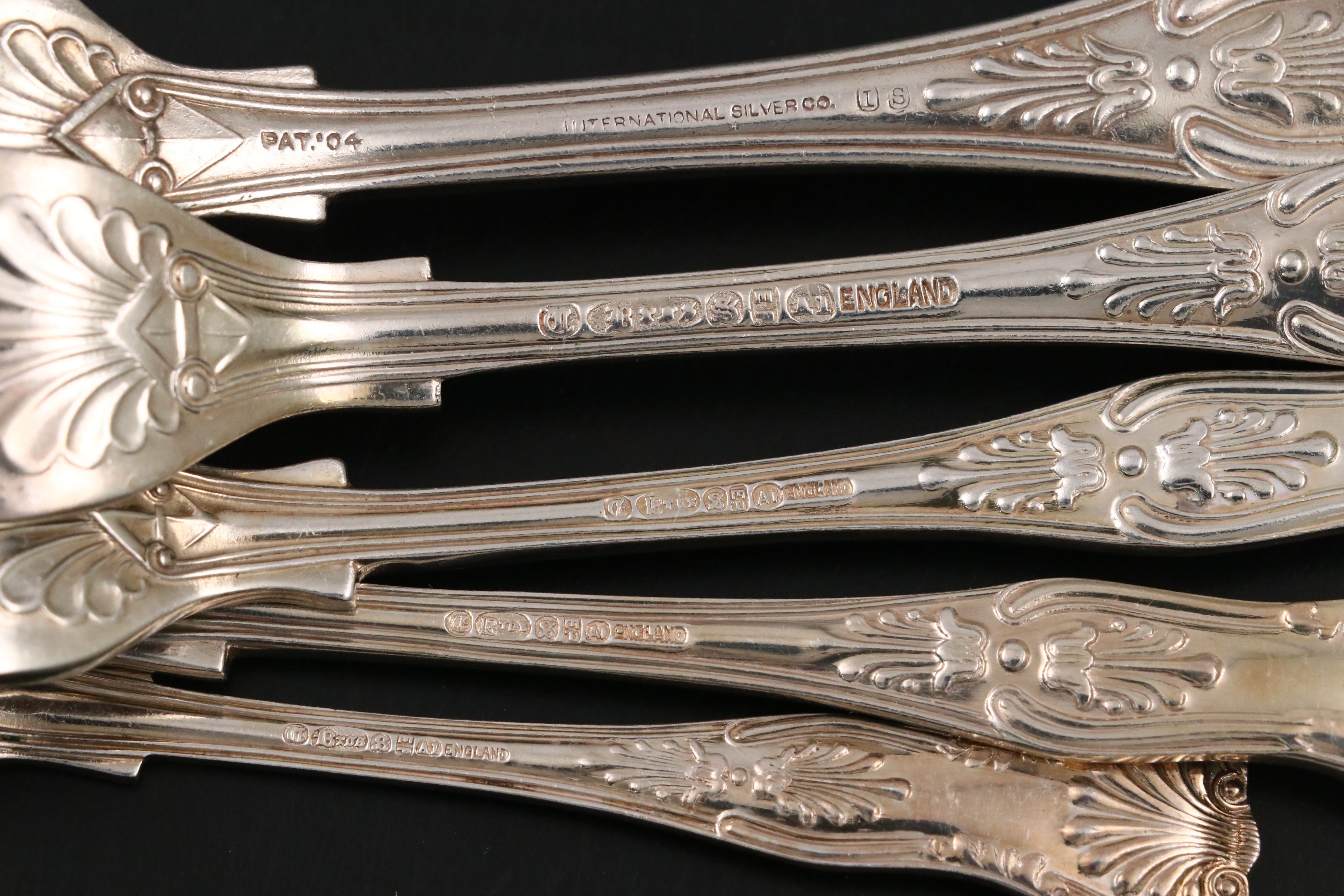Cooper Brothers English Silver Plate "Kings" Handled Flatware Service