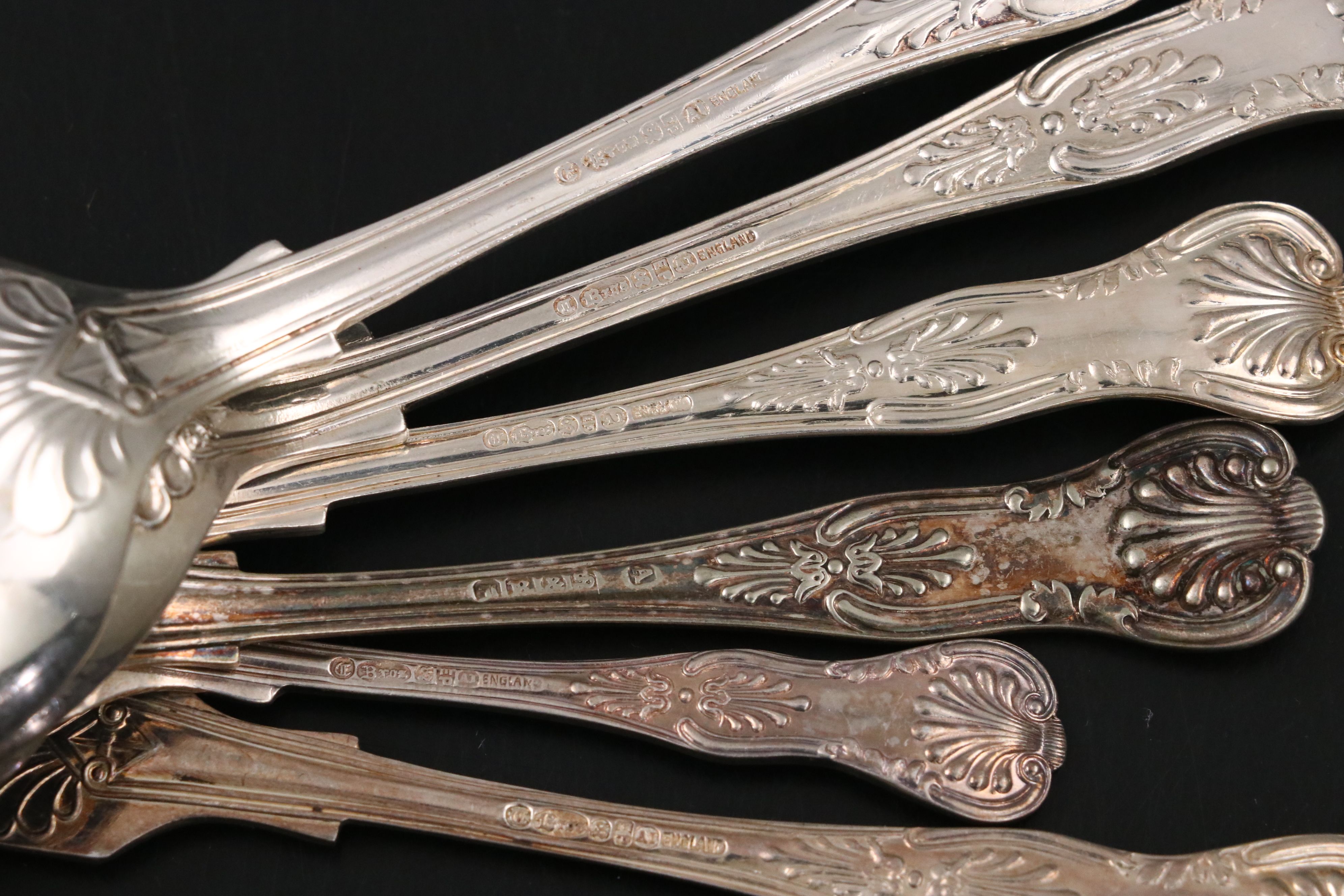 Cooper Brothers English Silver Plate "Kings" Handled Flatware Service