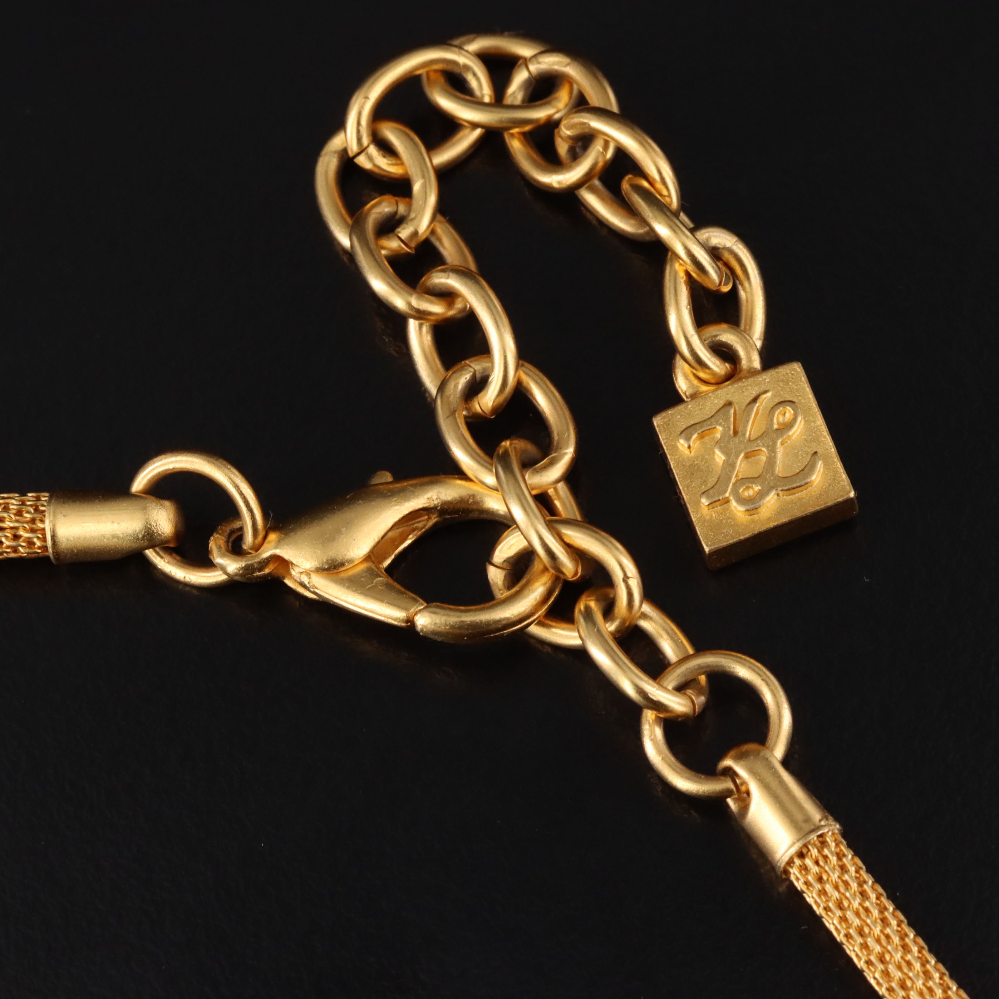 Karl Lagerfeld Fleur de Lis and Faux Pearl Station Necklace