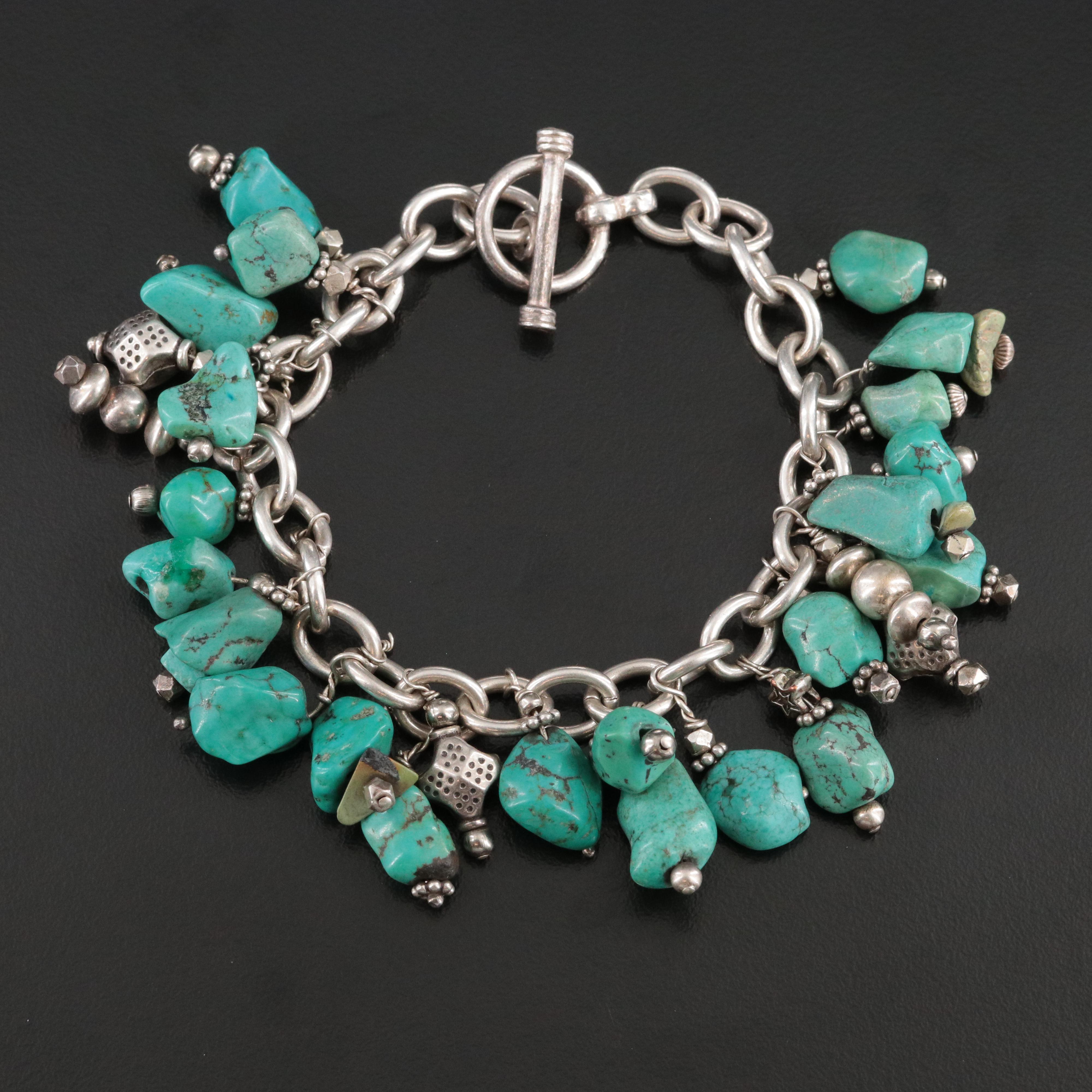 Sterling Turquoise Charm Bracelet