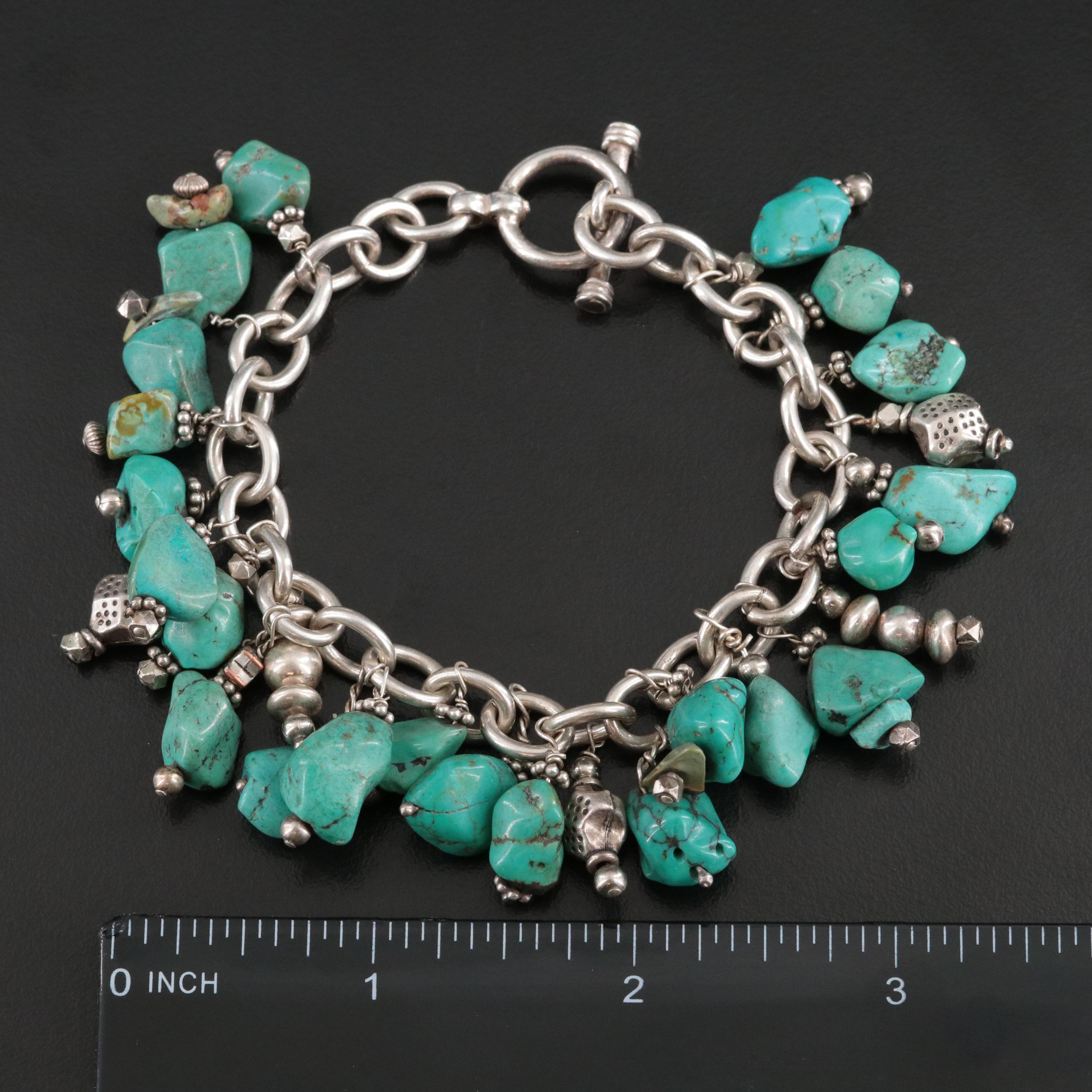 Sterling Turquoise Charm Bracelet