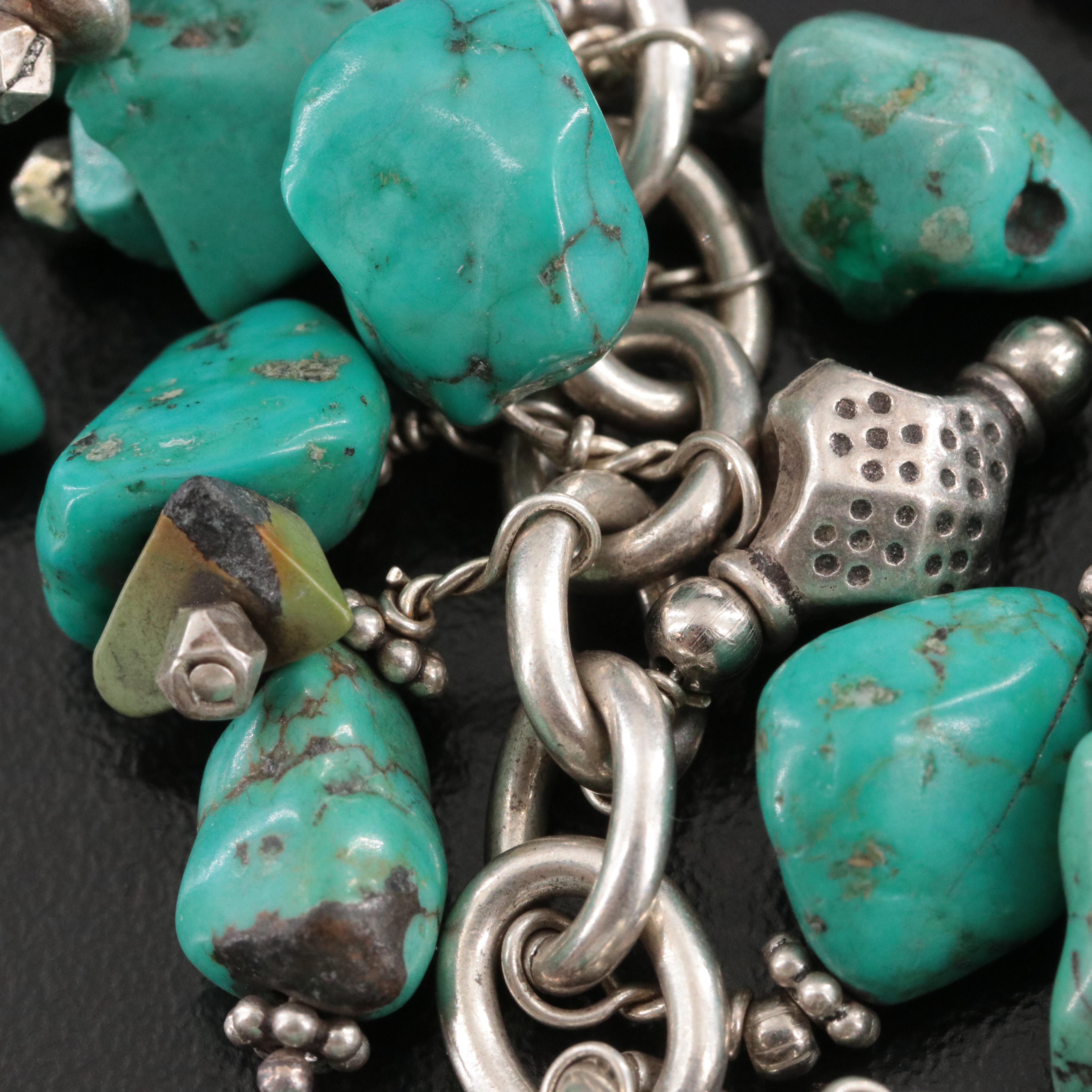 Sterling Turquoise Charm Bracelet