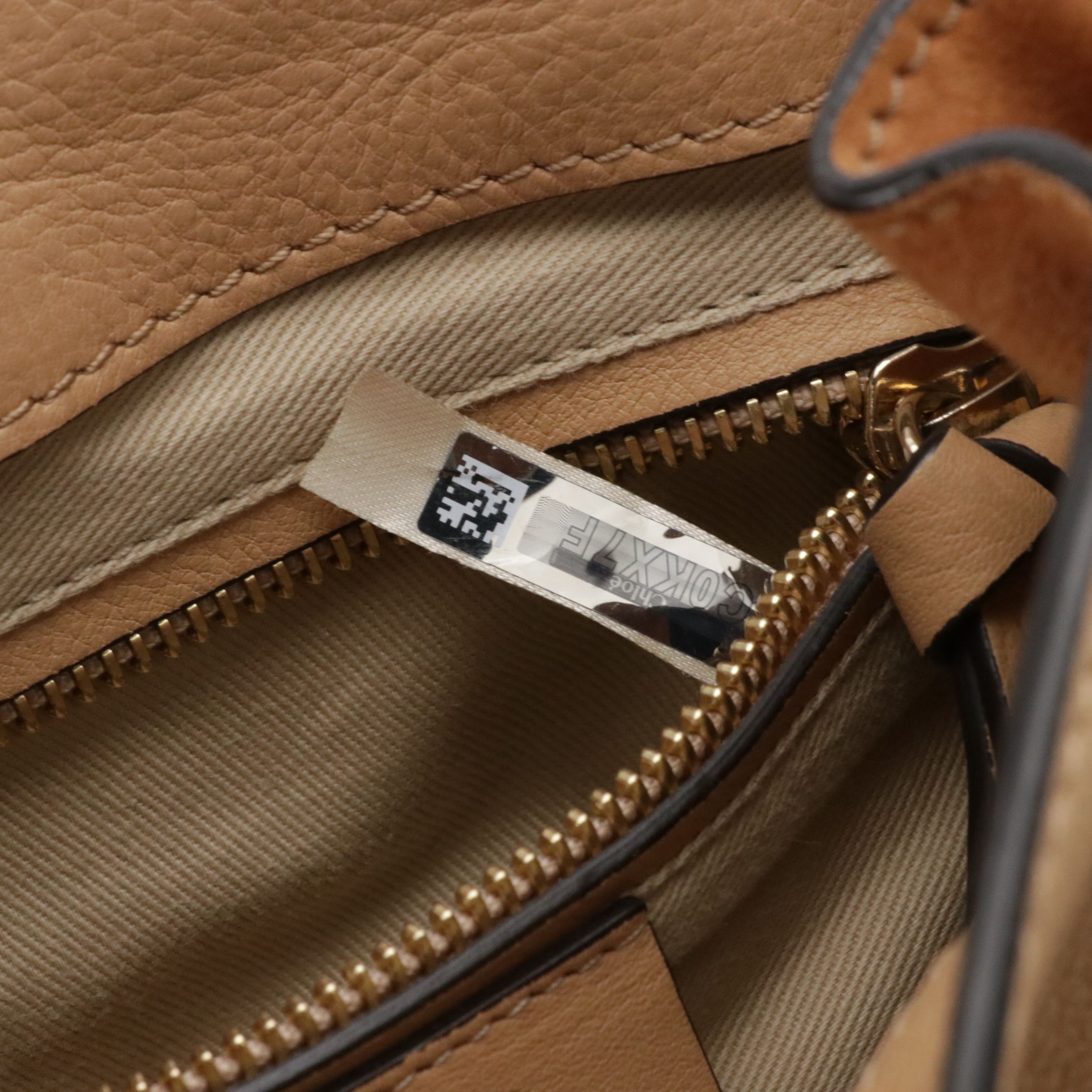 Chloé Faye Backpack in Tan Grained Calfskin Leather and Suede