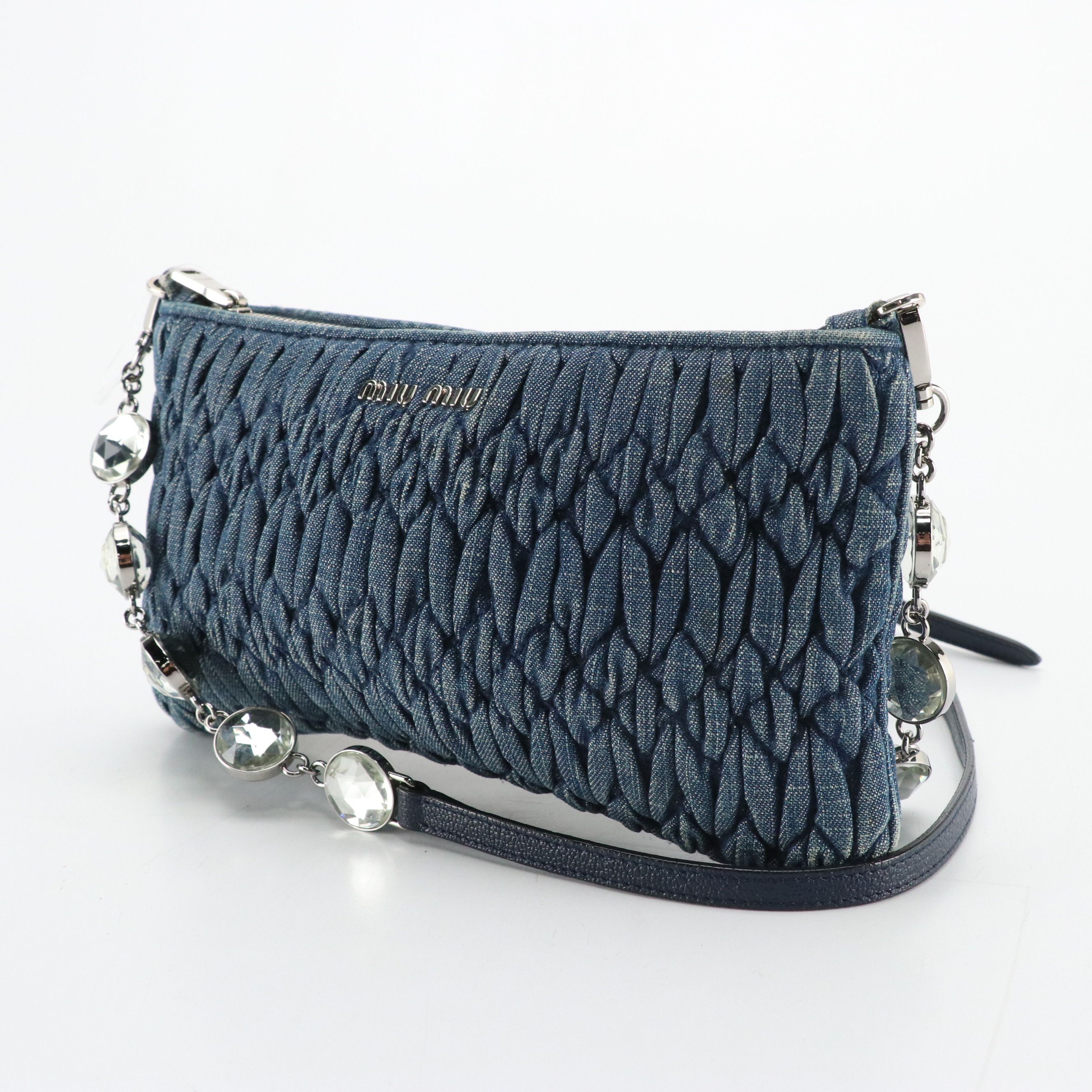 Miu Miu Denim Crystal Crossbody Bag