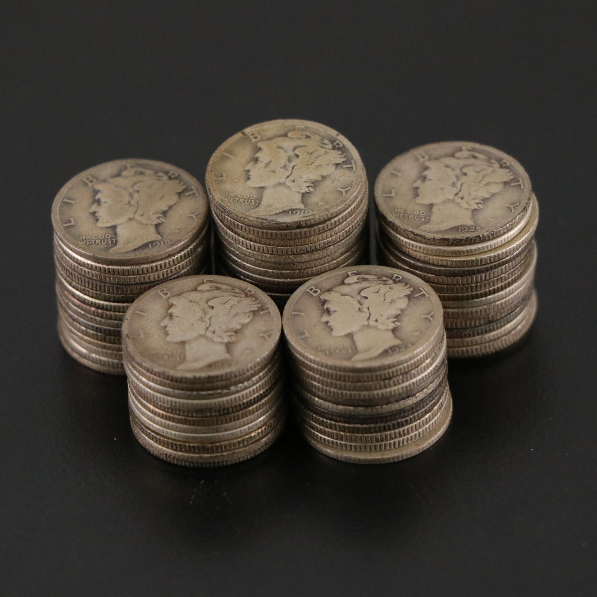 Sixty-Eight Mercury Silver Dimes