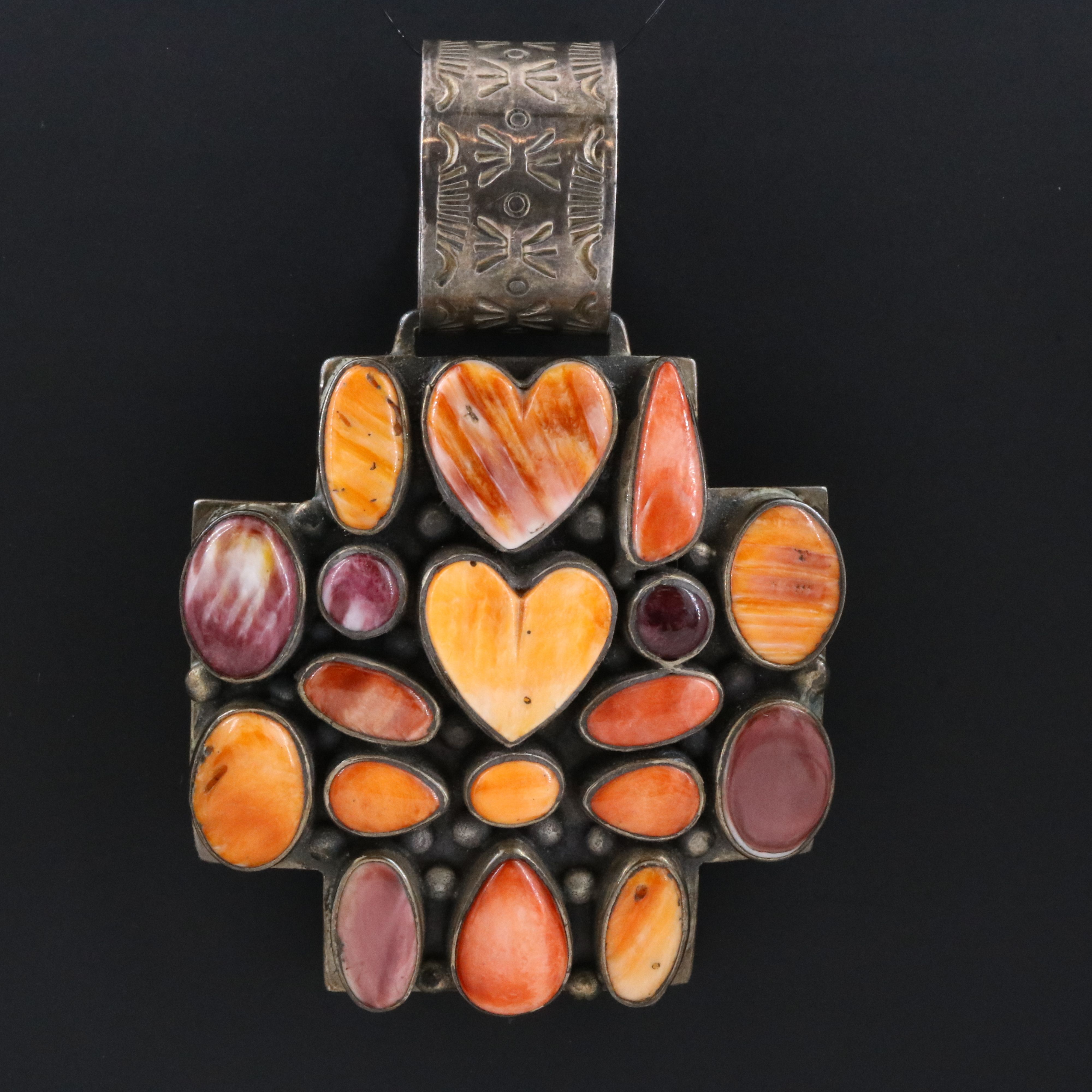 Artist Signed Sterling Spiny Oyster Pendant