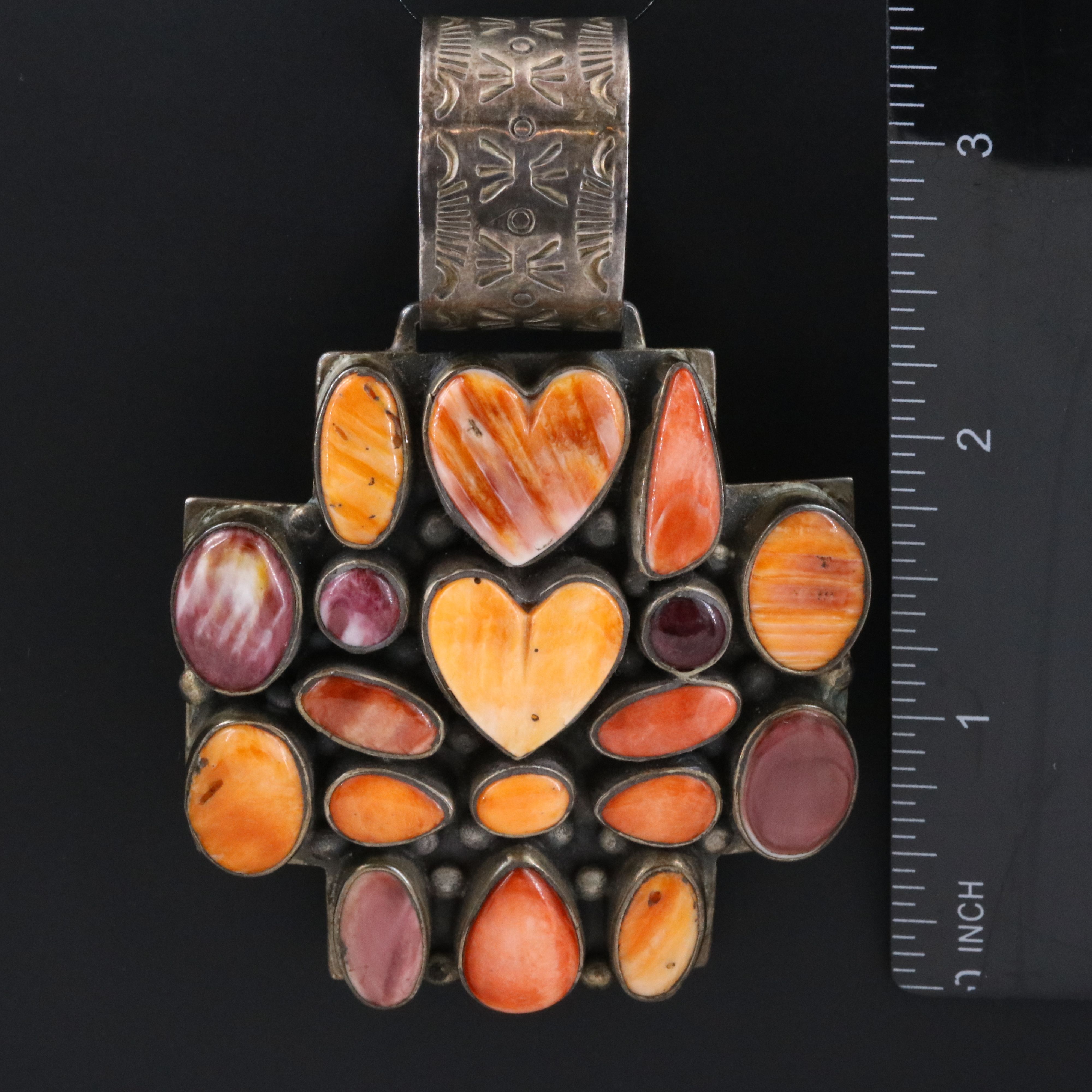 Artist Signed Sterling Spiny Oyster Pendant