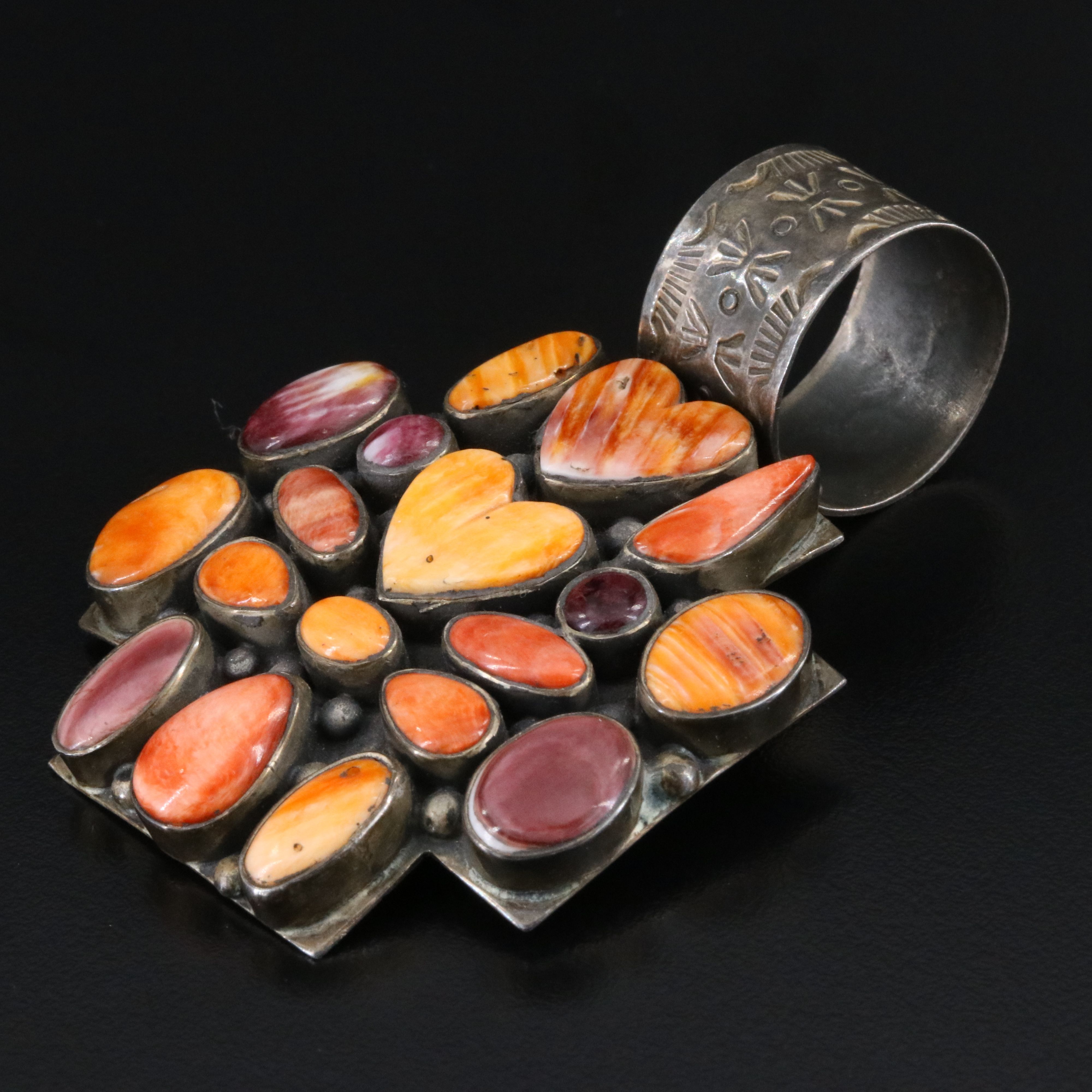 Artist Signed Sterling Spiny Oyster Pendant