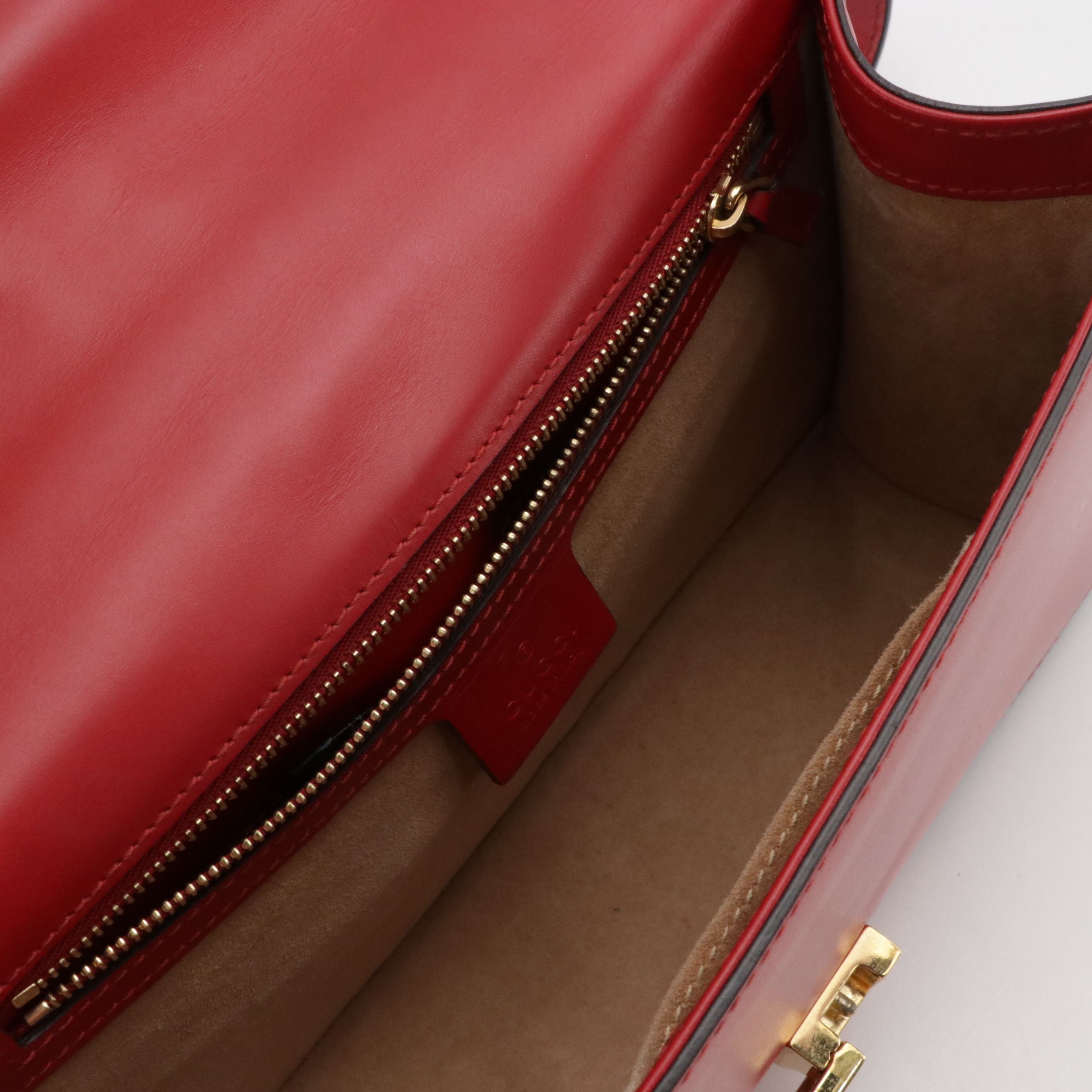 Gucci Medium Sylvie Shoulder Bag in Web Striped Red Calfskin Leather