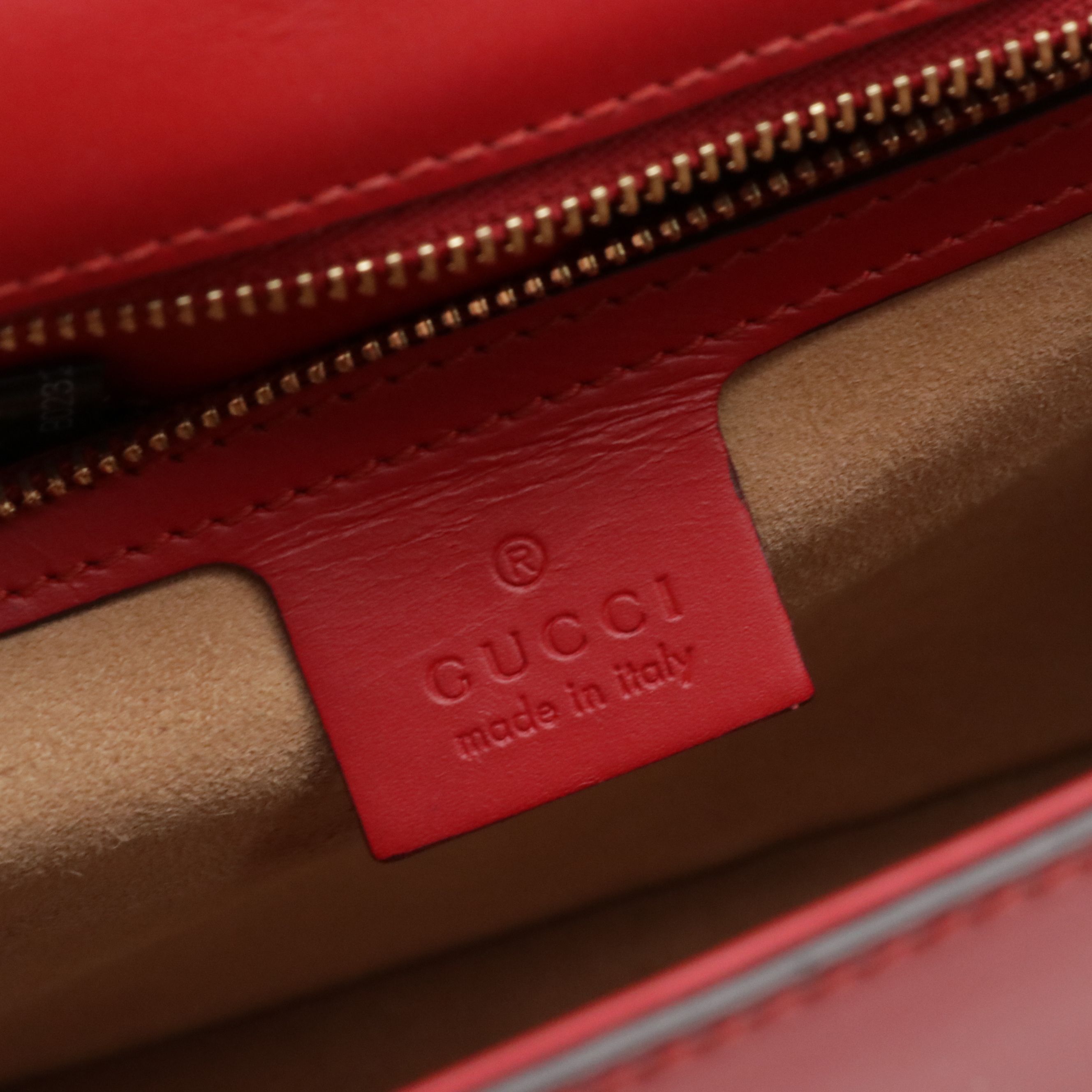 Gucci Medium Sylvie Shoulder Bag in Web Striped Red Calfskin Leather