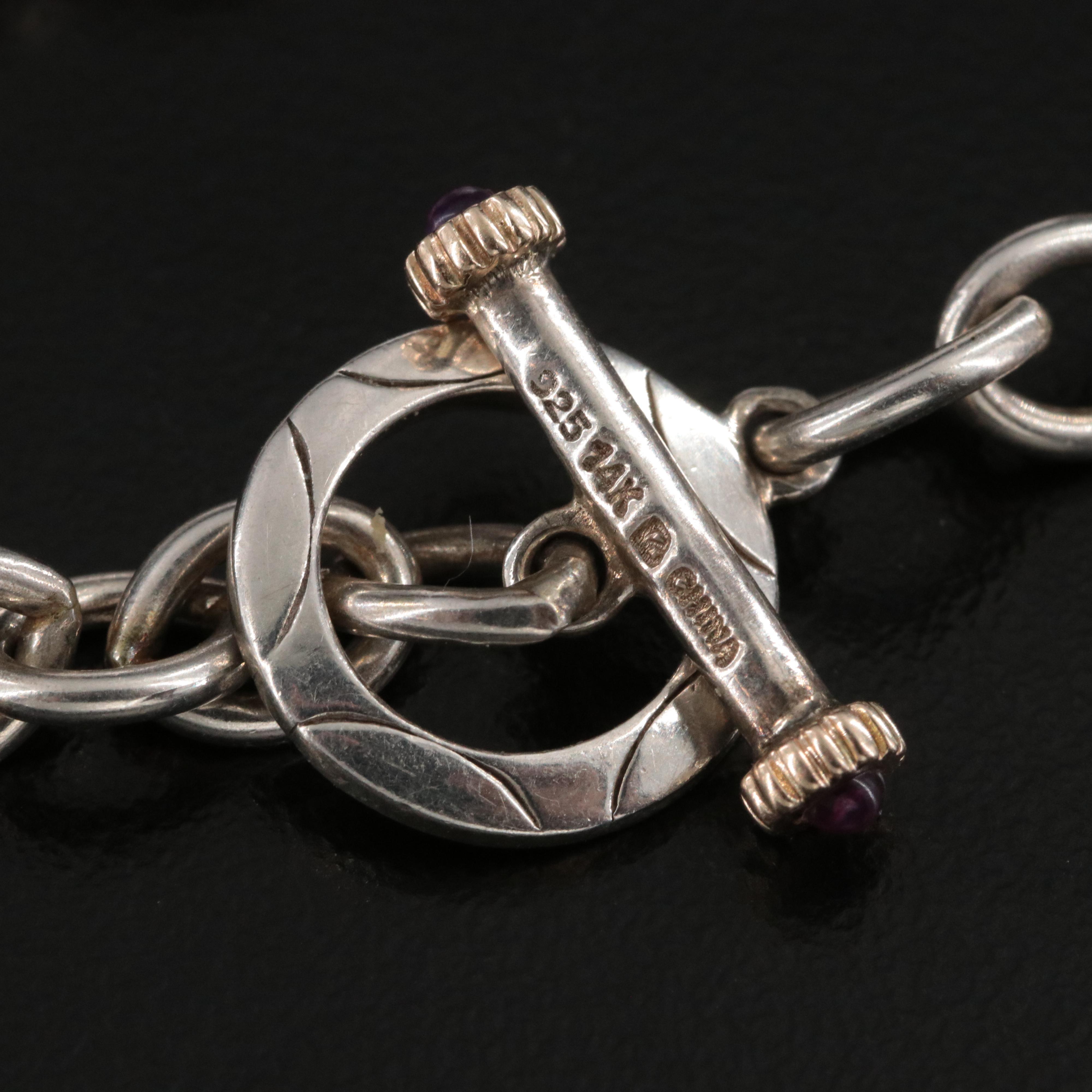Sterling Charm Bracelet with 14K Accents Featuring Garnet, Citrine and Amethyst