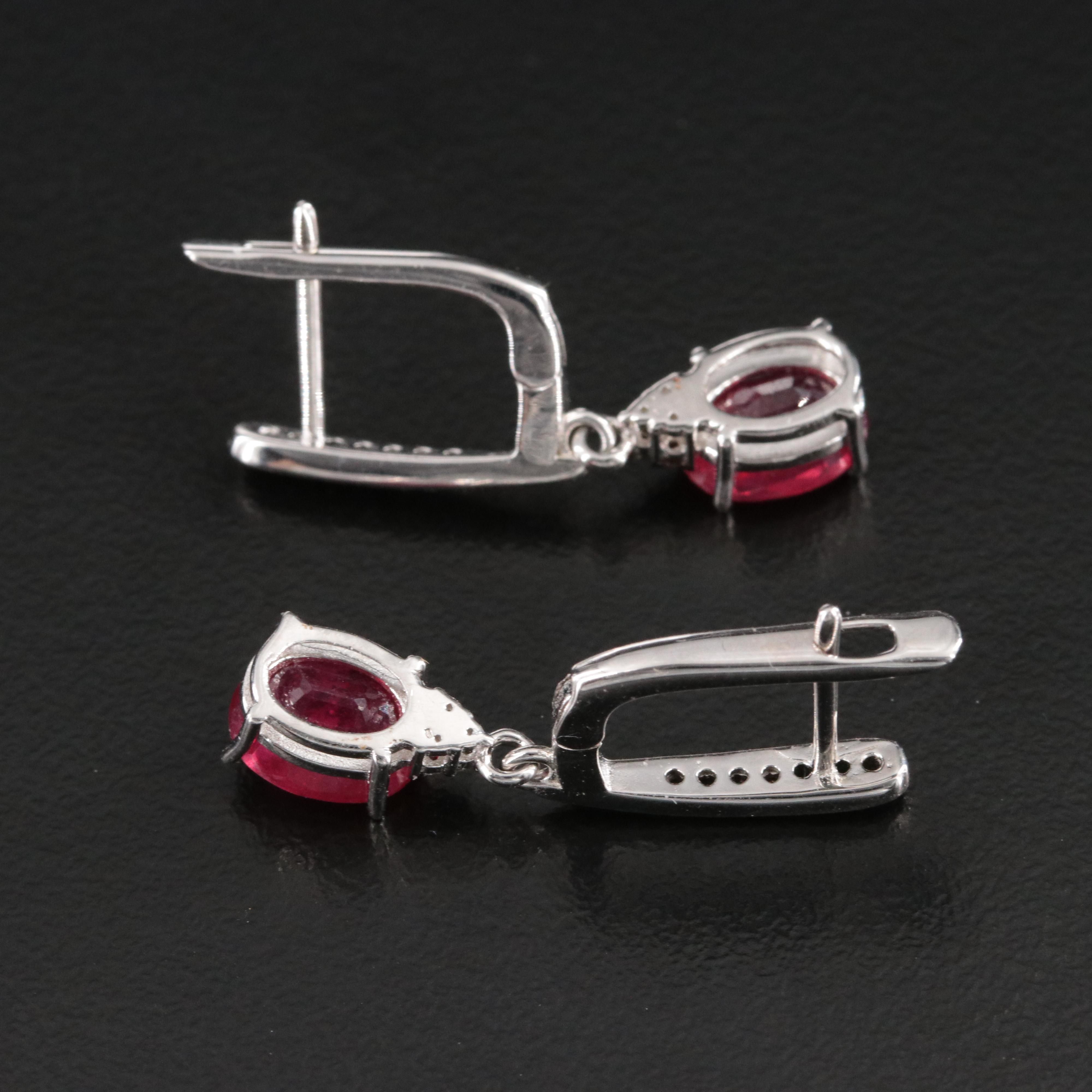 Sterling Filled Corundum and Diamond Earrings