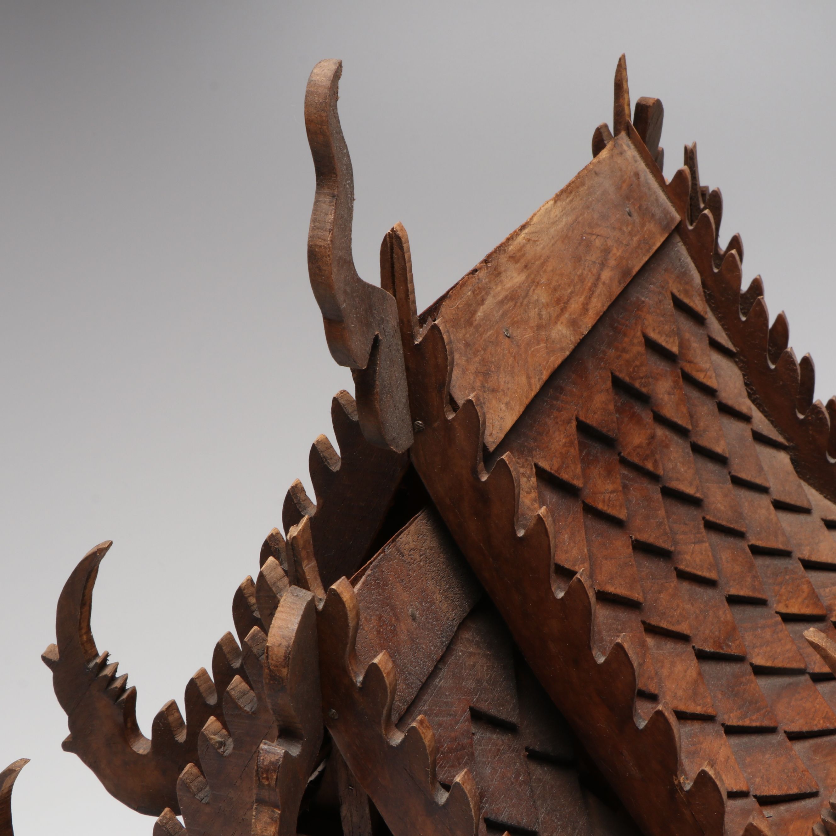 Thai Hand-Carved Wooden Buddhist Spirit House Altar Shrine