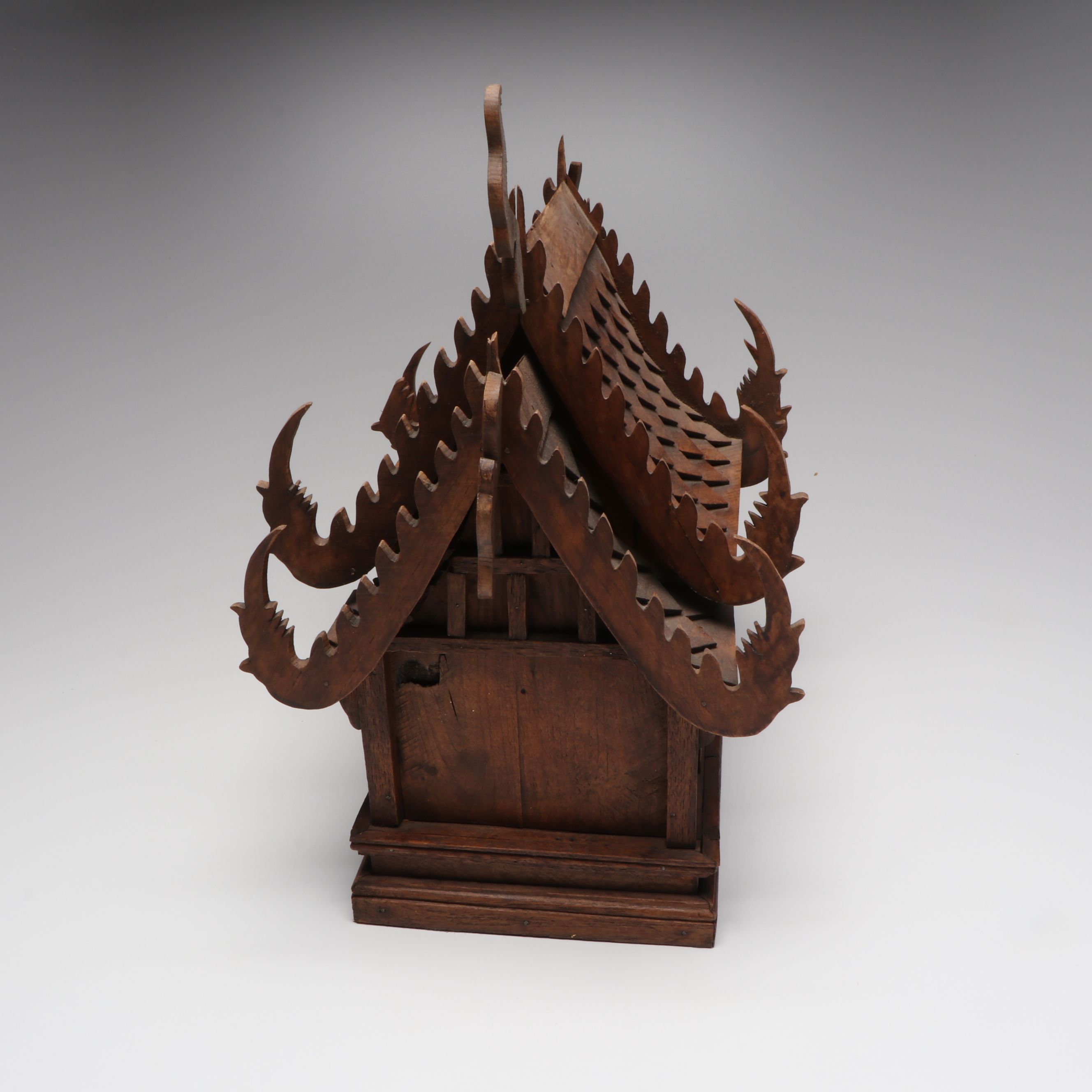 Thai Hand-Carved Wooden Buddhist Spirit House Altar Shrine