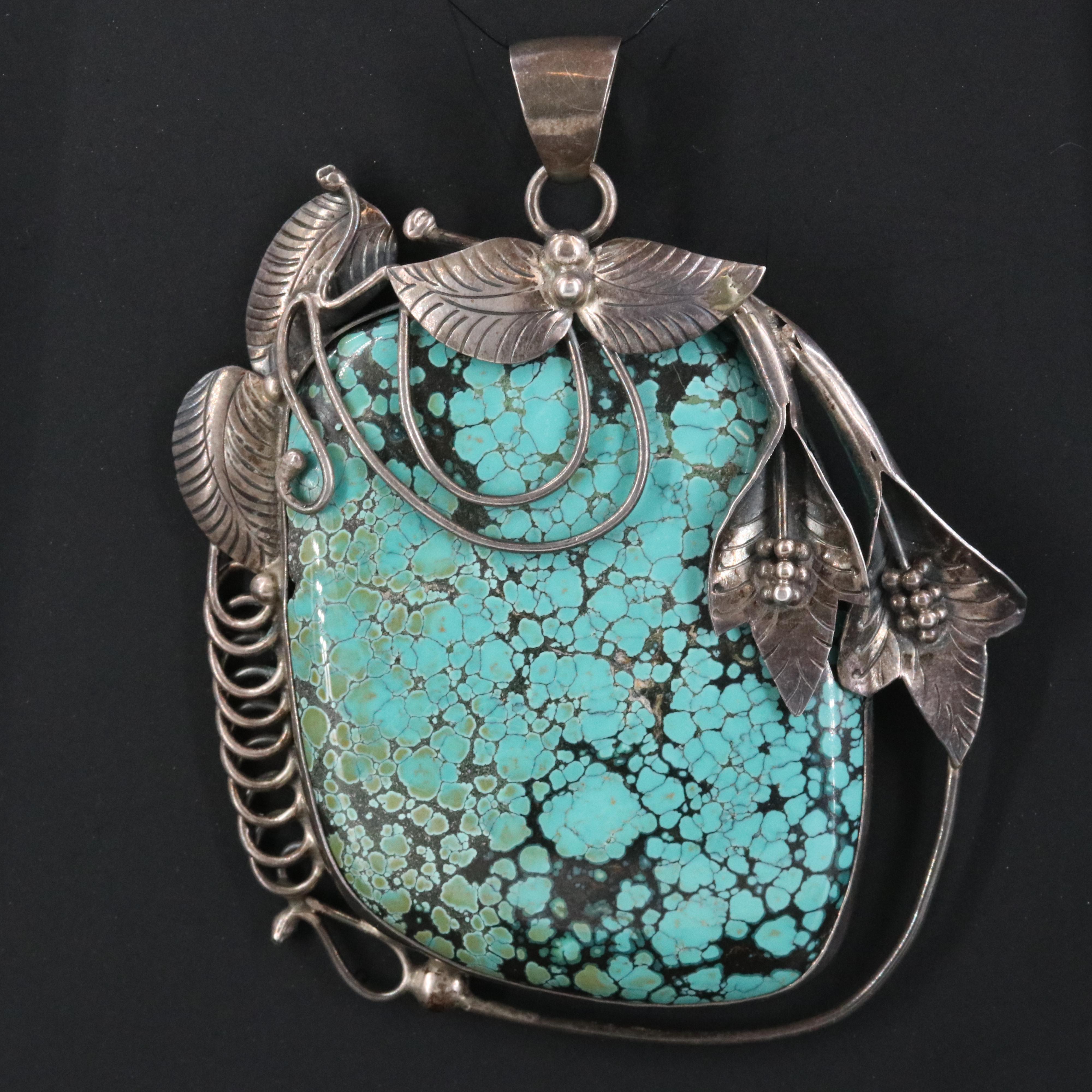 Vintage Sterling Turquoise Pendant