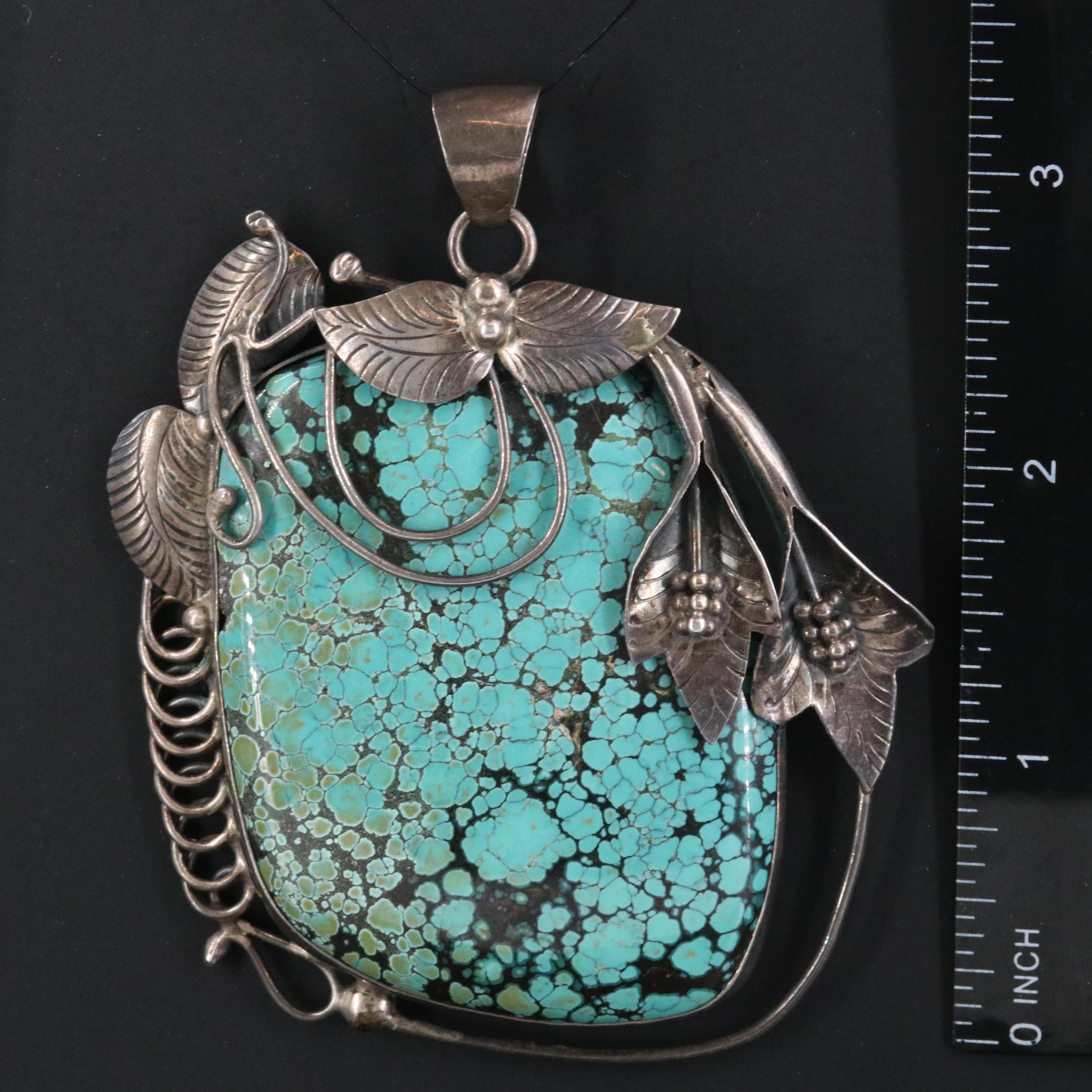 Vintage Sterling Turquoise Pendant