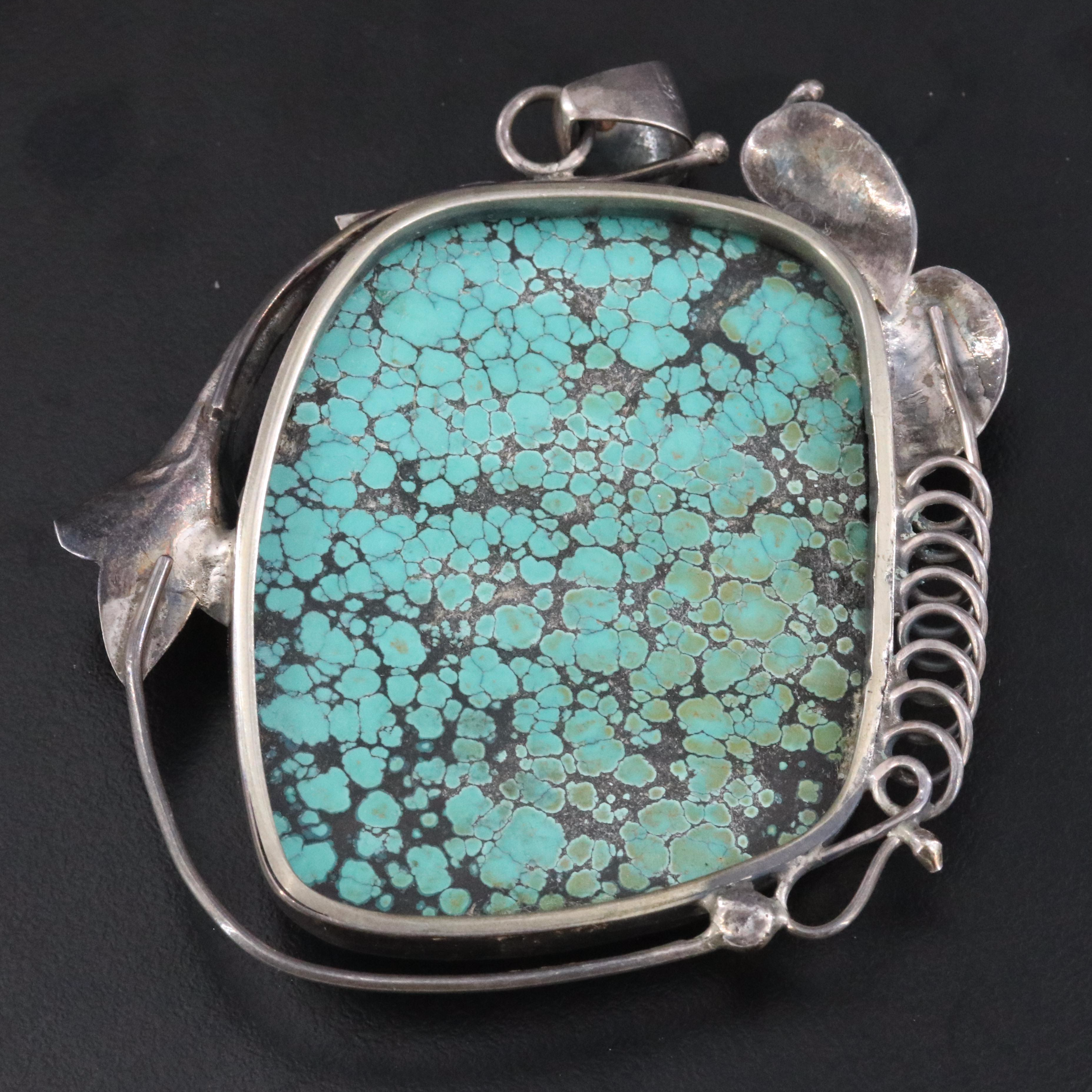 Vintage Sterling Turquoise Pendant