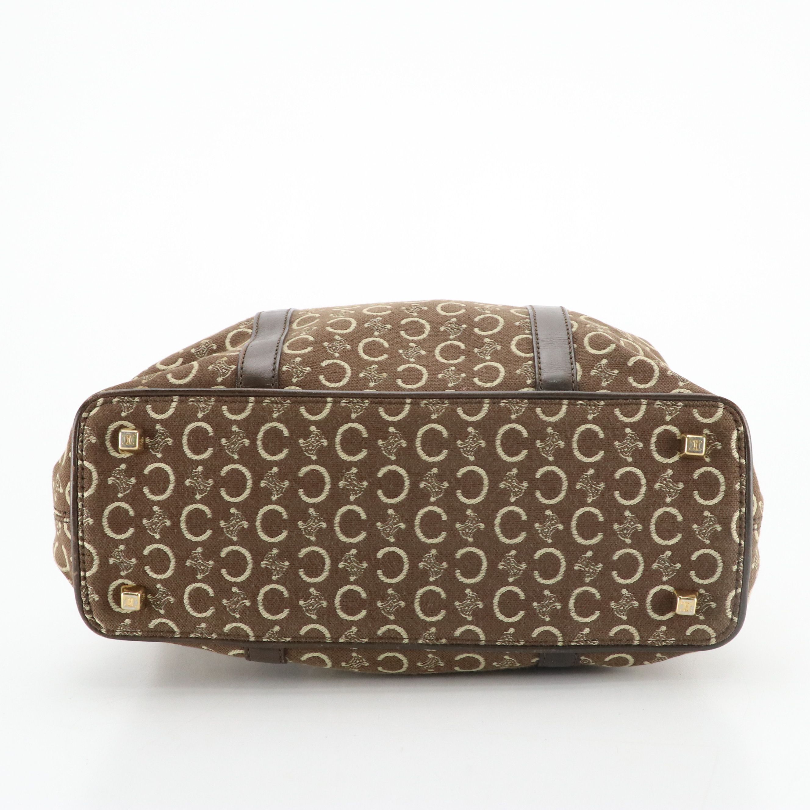 Celine Tote in Brown C Macadam Canvas and Leather Trim