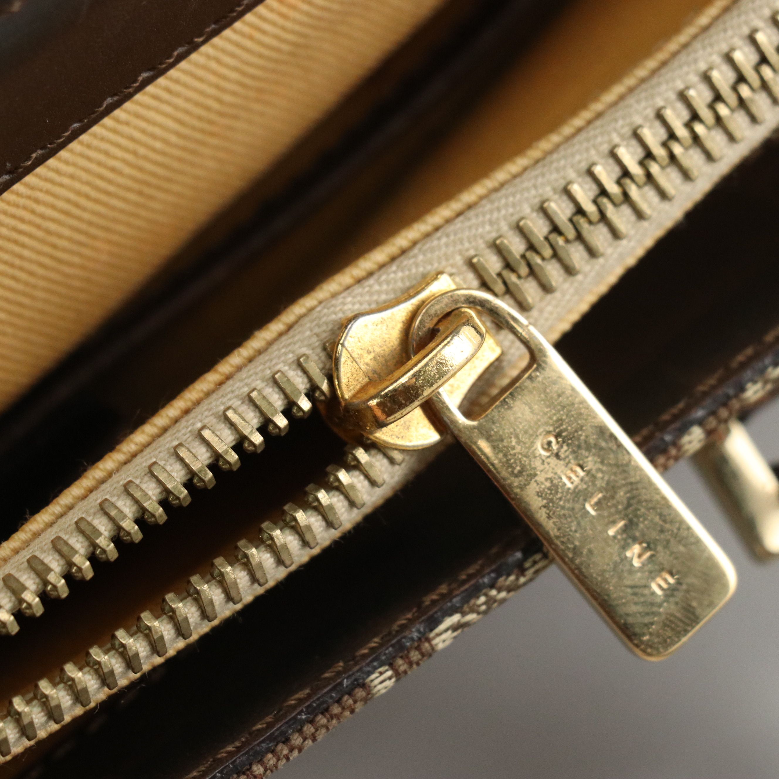 Celine Tote in Brown C Macadam Canvas and Leather Trim