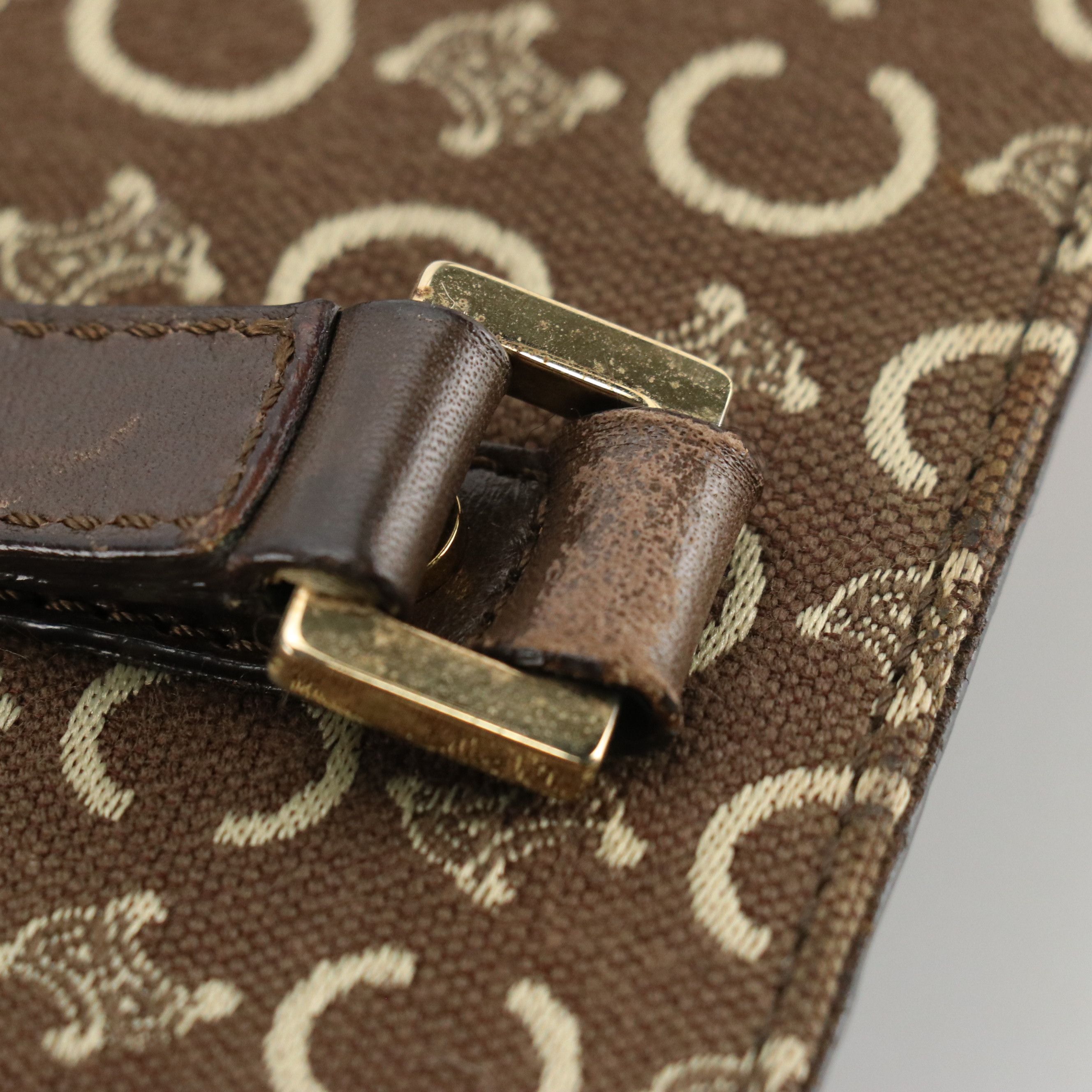 Celine Tote in Brown C Macadam Canvas and Leather Trim