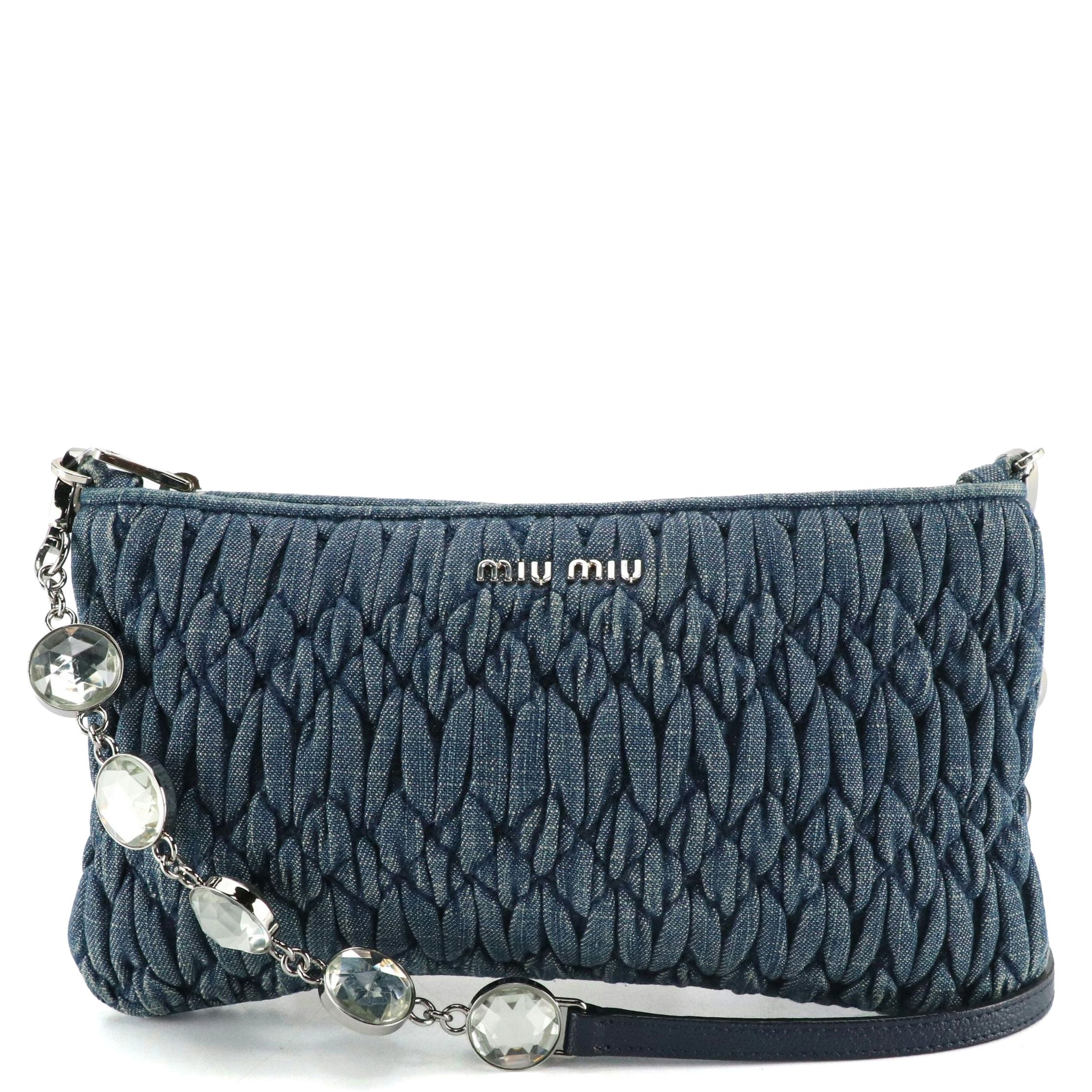 Miu Miu Denim Crystal Crossbody Bag